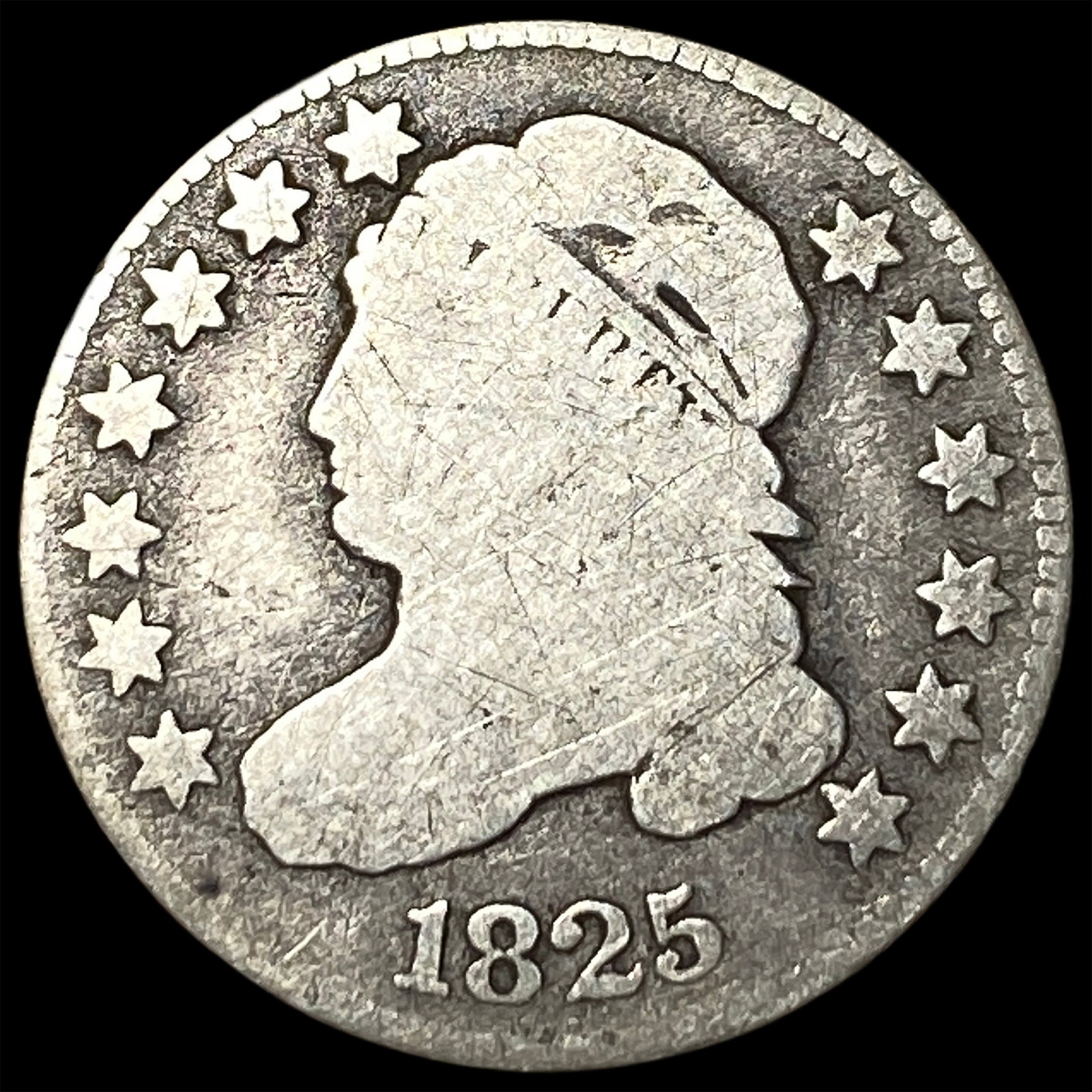 1825 Silver Capped Bust Dime NICELY CIRCULATED: 1825 Silver Capped Bust Dime NICELY CIRCULATED