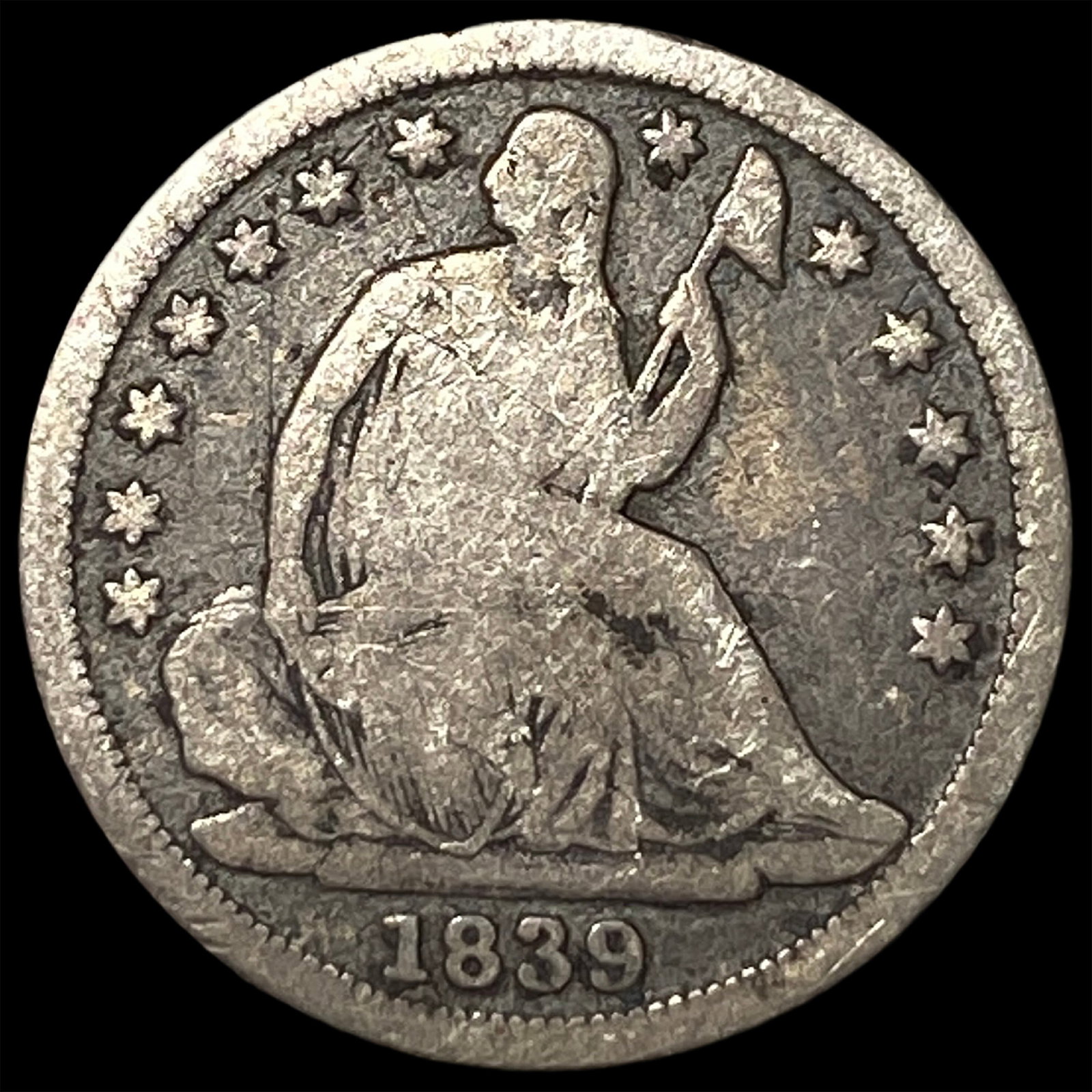 1839-O Silver Seated Liberty Half Dime LIGHTLY CIRCULATED: 1839-O Silver Seated Liberty Half Dime LIGHTLY CIRCULATED
