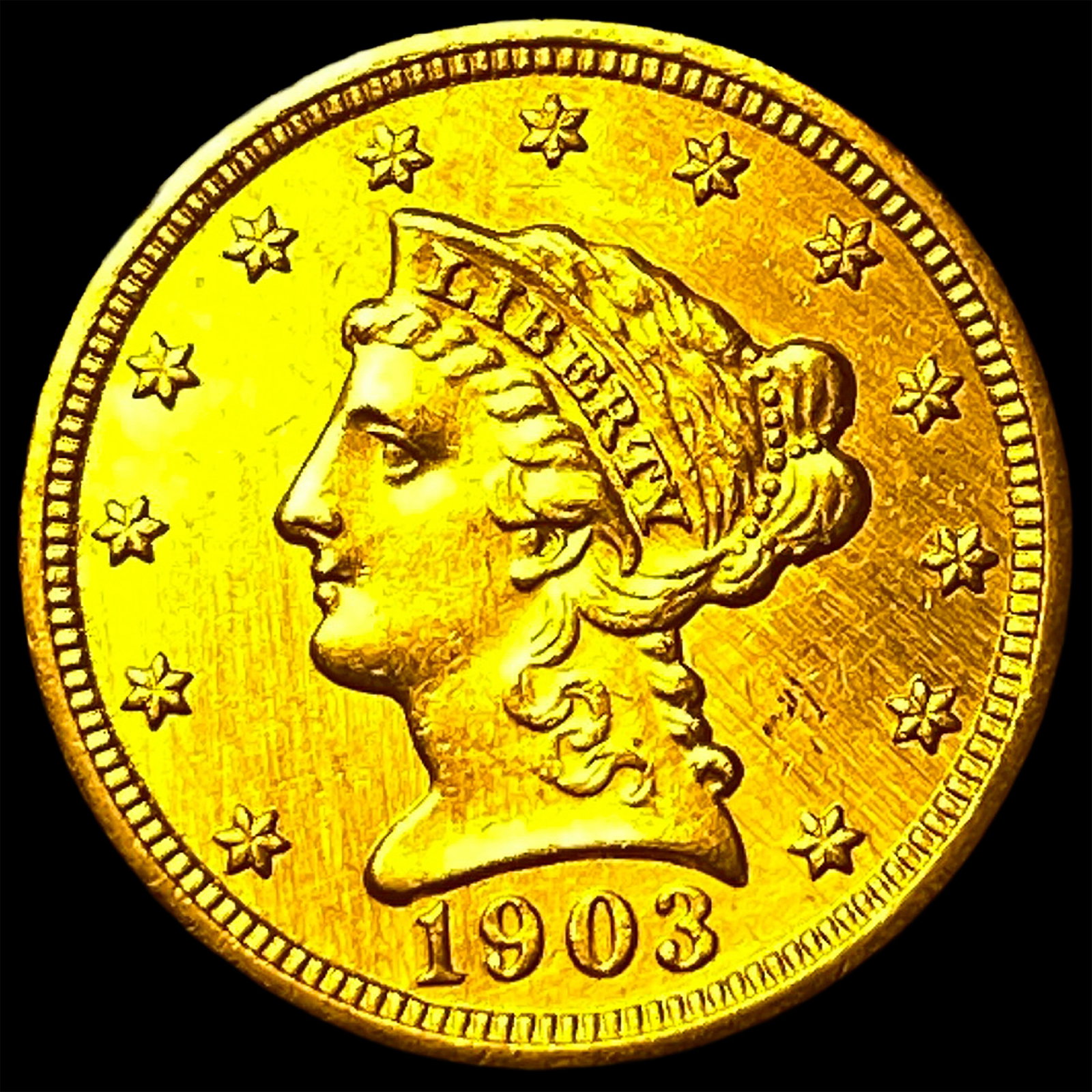 1903 Liberty Head $2.5 Gold Quarter Eagle CLOSELY UNCIRCULATED: 1903 Liberty Head $2.5 Gold Quarter Eagle CLOSELY UNCIRCULATED