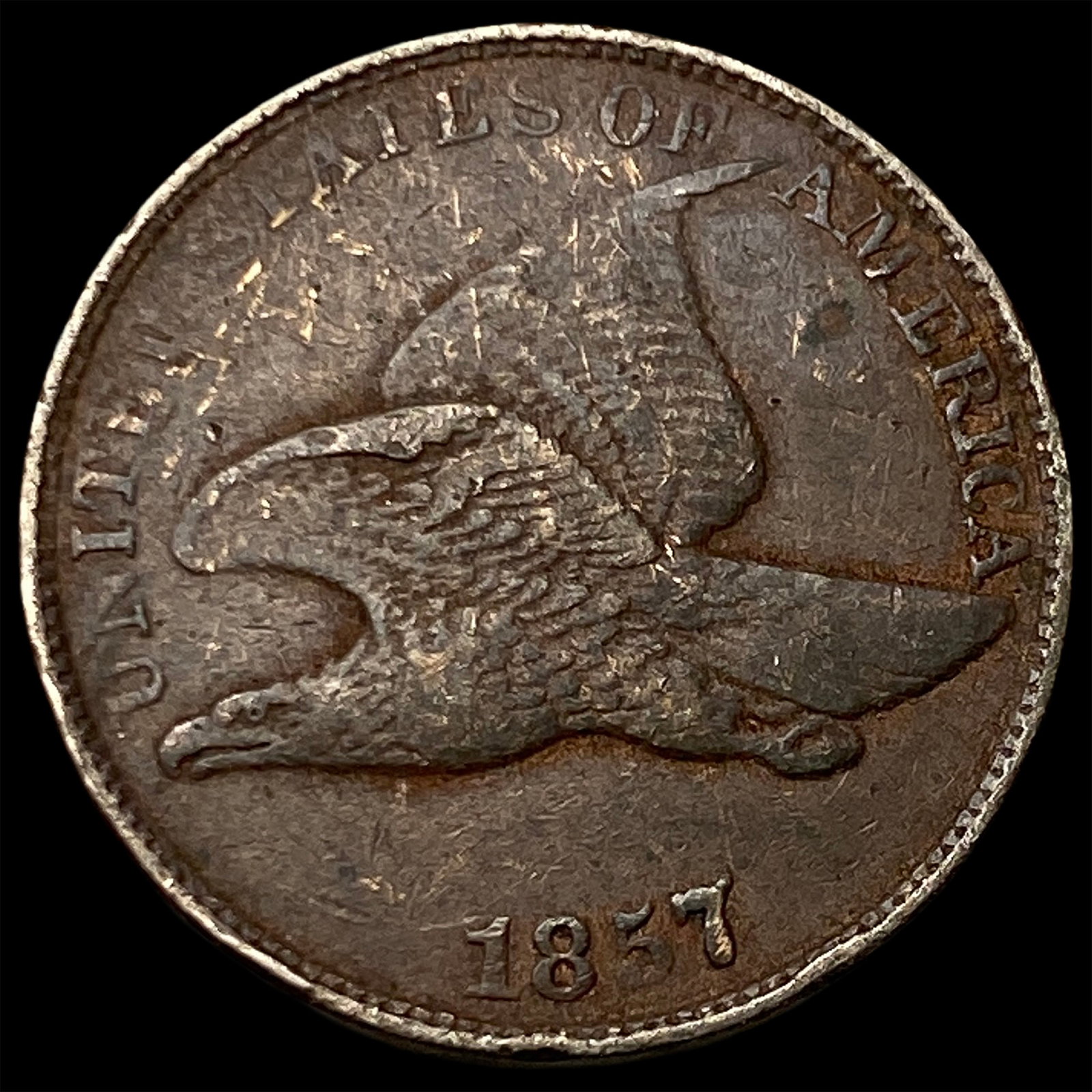 1857 Flying Eagle Cent NEARLY UNCIRCULATED: 1857 Flying Eagle Cent NEARLY UNCIRCULATED
