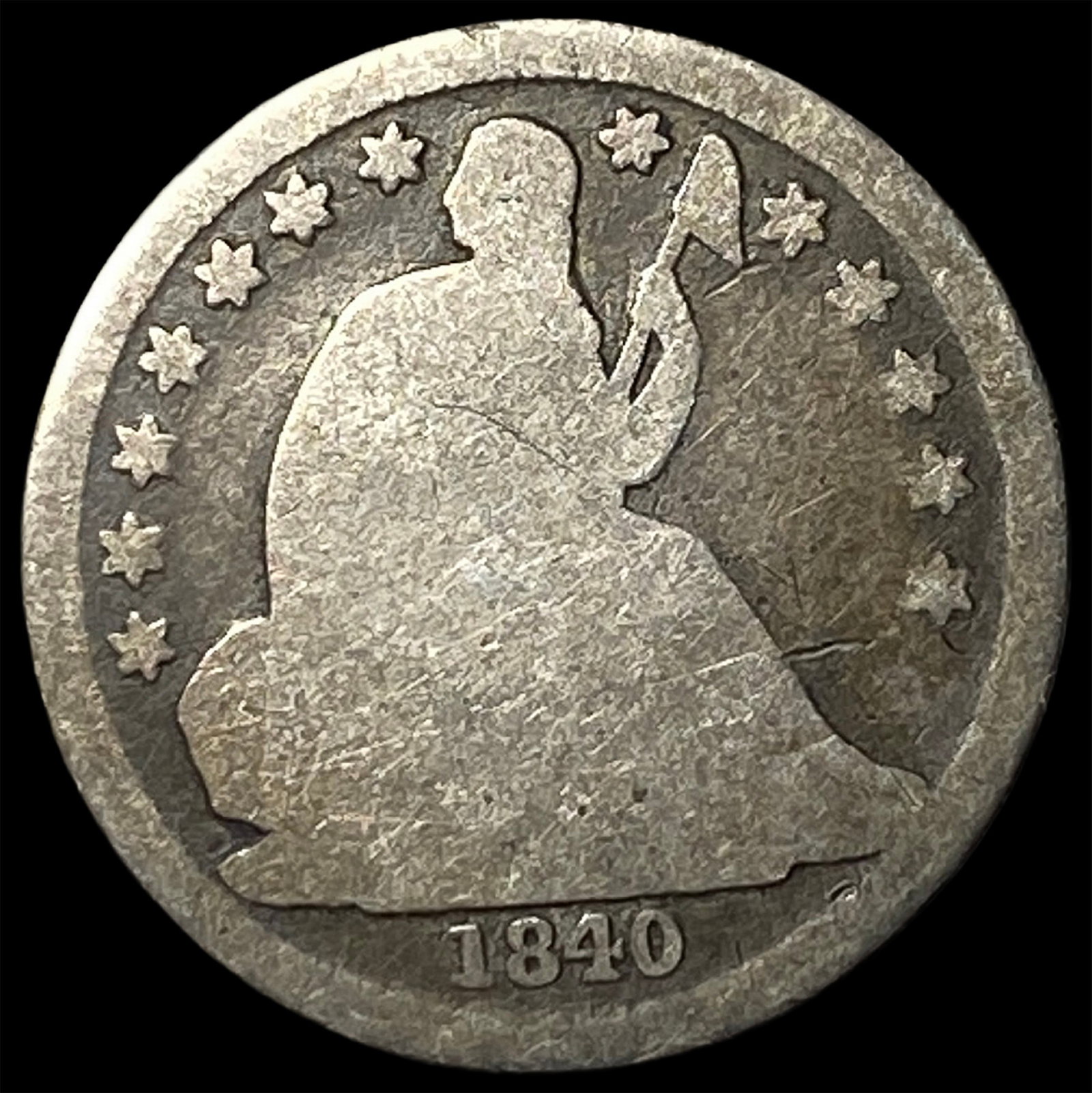 1840-O Silver Seated Liberty Dime NICELY CIRCULATED: 1840-O Silver Seated Liberty Dime NICELY CIRCULATED