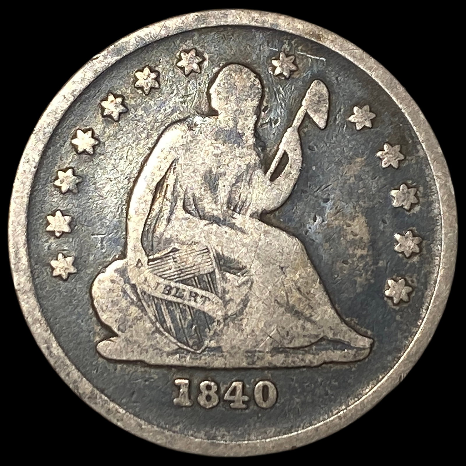 1840-O Silver Seated Liberty Quarter LIGHTLY CIRCULATED: 1840-O Silver Seated Liberty Quarter LIGHTLY CIRCULATED