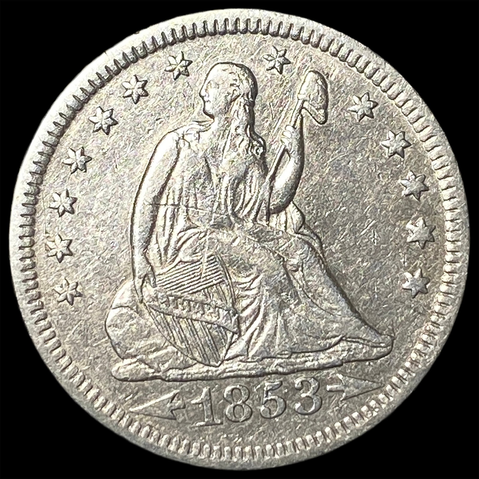 1853-O Arrows Seated Liberty Quarter CLOSELY UNCIRCULATED: 1853-O Arrows Seated Liberty Quarter CLOSELY UNCIRCULATED