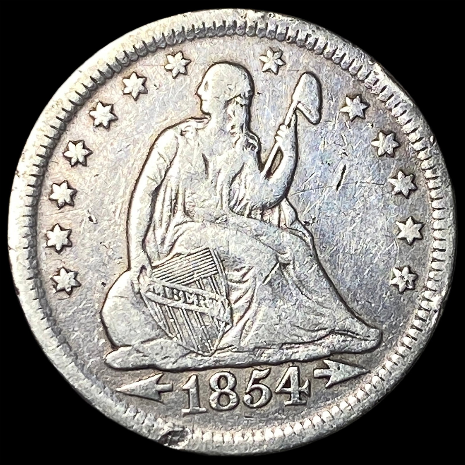 1854 Arrows Seated Liberty Quarter NEARLY UNCIRCULATED: 1854 Arrows Seated Liberty Quarter NEARLY UNCIRCULATED