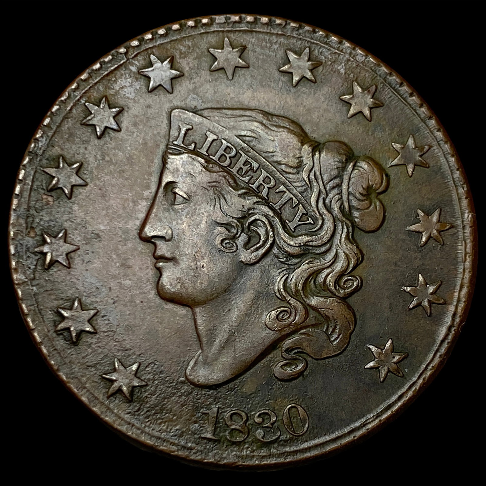 1830 Coronet Head Large Cent NEARLY UNCIRCULATED: 1830 Coronet Head Large Cent NEARLY UNCIRCULATED
