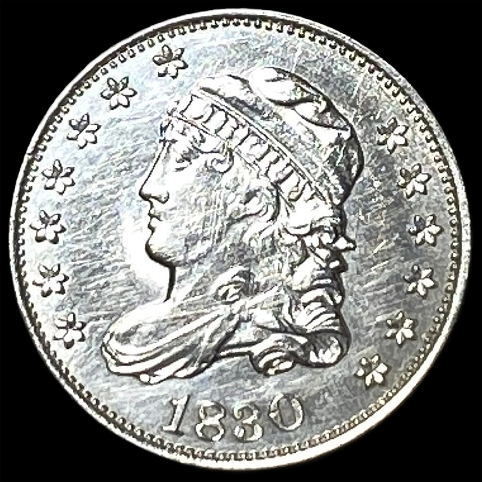 1830 Capped Bust Half Dime UNCIRCULATED: 1830 Capped Bust Half Dime UNCIRCULATED