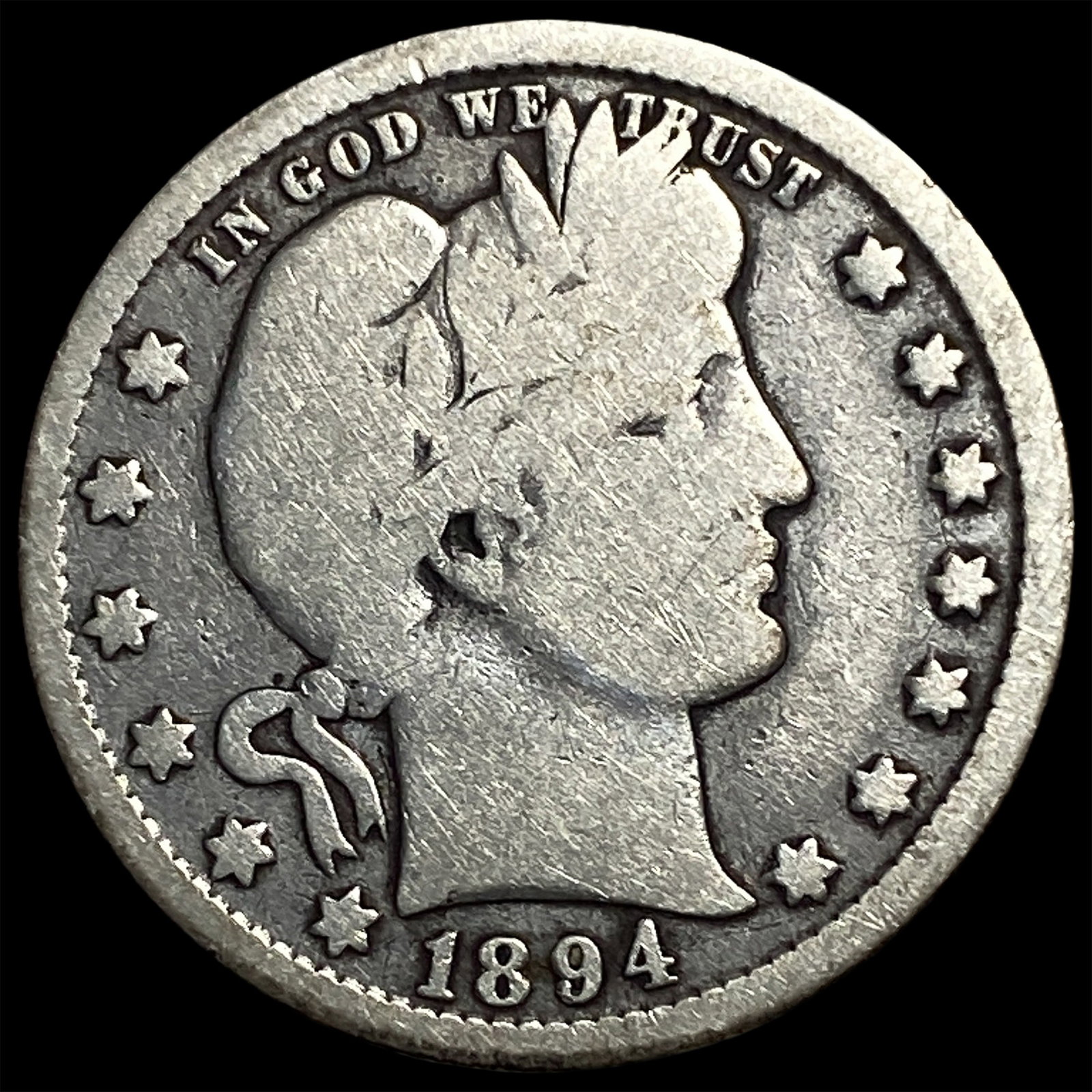1894-O Silver Barber Quarter LIGHTLY CIRCULATED: 1894-O Silver Barber Quarter LIGHTLY CIRCULATED