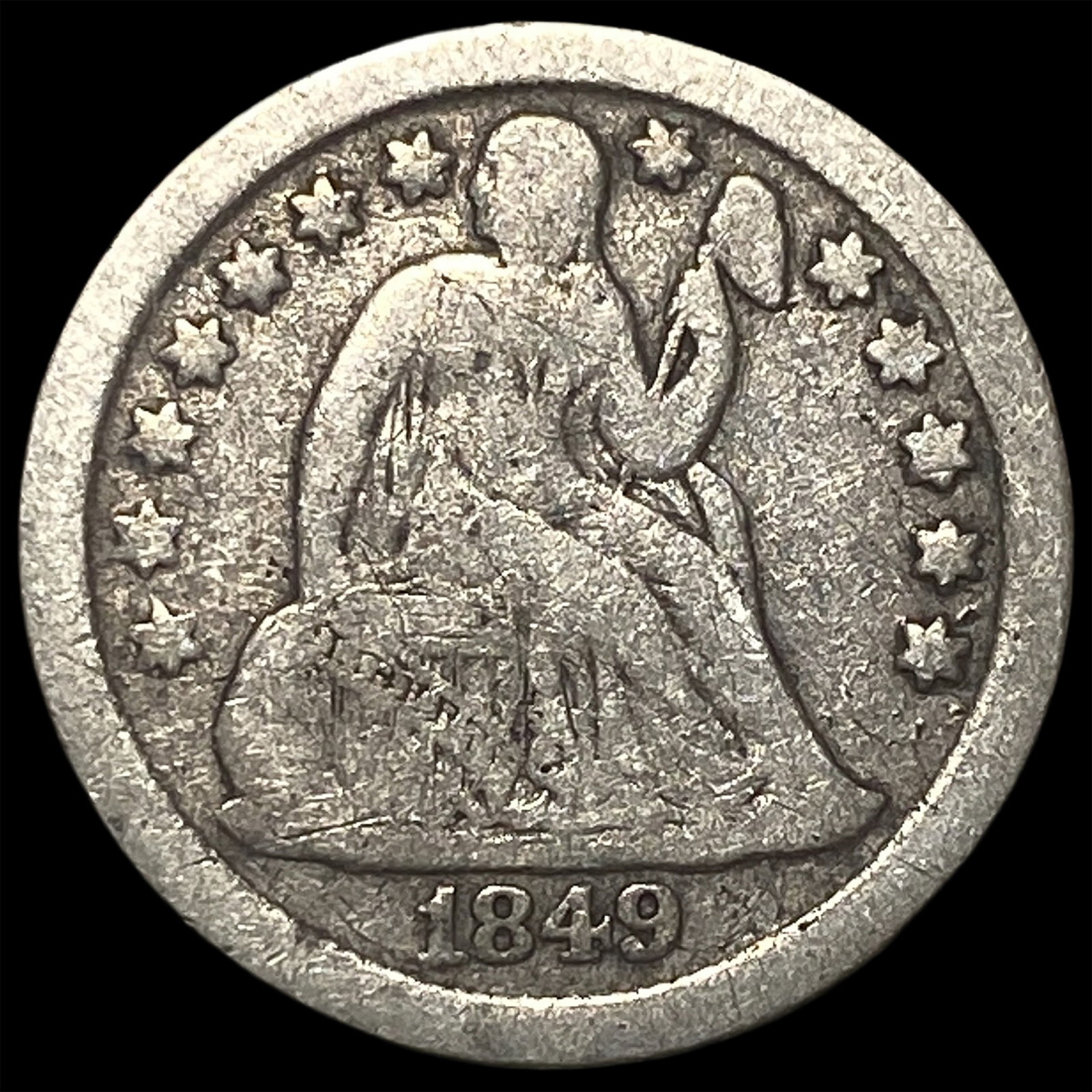 1849-O Silver Seated Liberty Dime LIGHTLY CIRCULATED: 1849-O Silver Seated Liberty Dime LIGHTLY CIRCULATED