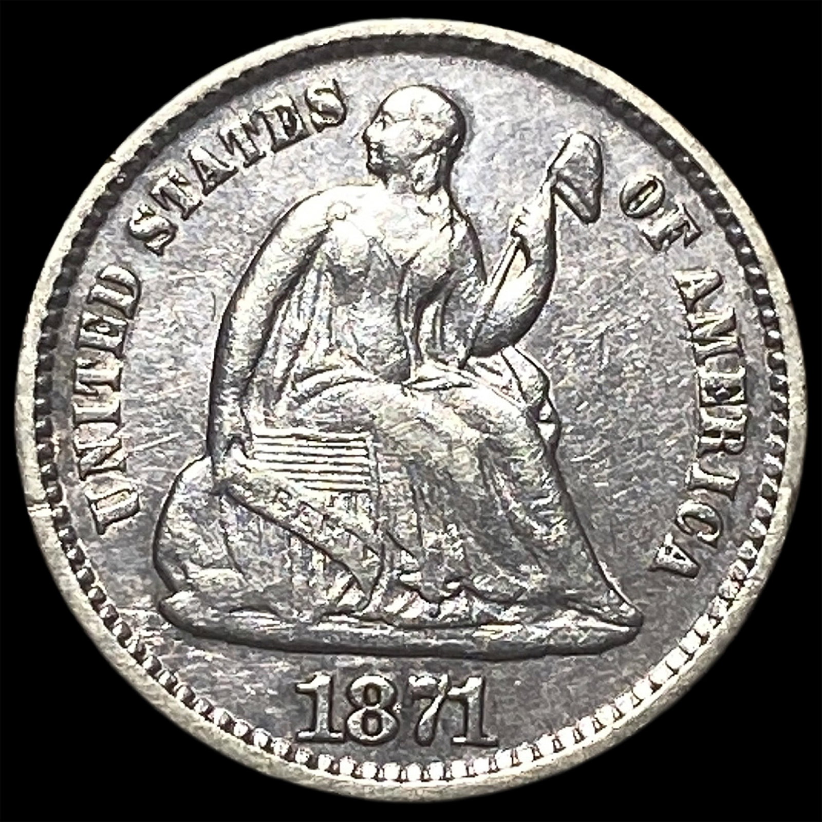 1871 Silver Half Dime CLOSELY UNCIRCULATED: 1871 Silver Half Dime CLOSELY UNCIRCULATED