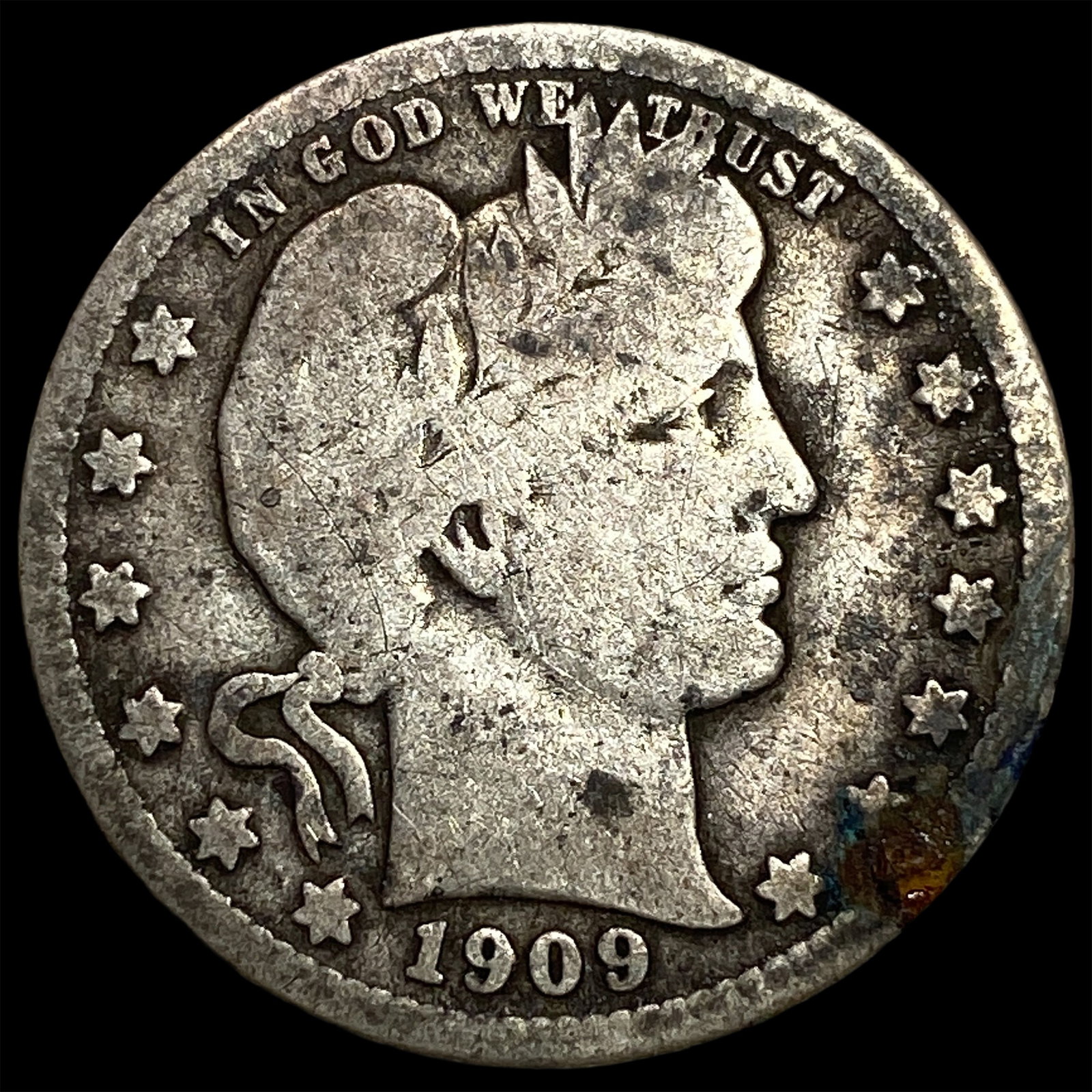 1909-O Silver Barber Quarter LIGHTLY CIRCULATED: 1909-O Silver Barber Quarter LIGHTLY CIRCULATED