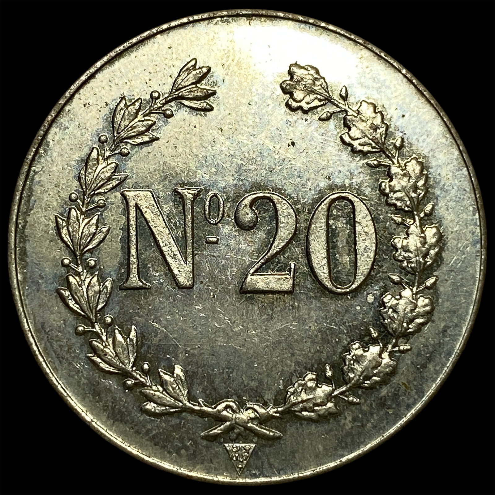 French 20 Nummus token UNCIRCULATED: French 20 Nummus token UNCIRCULATED