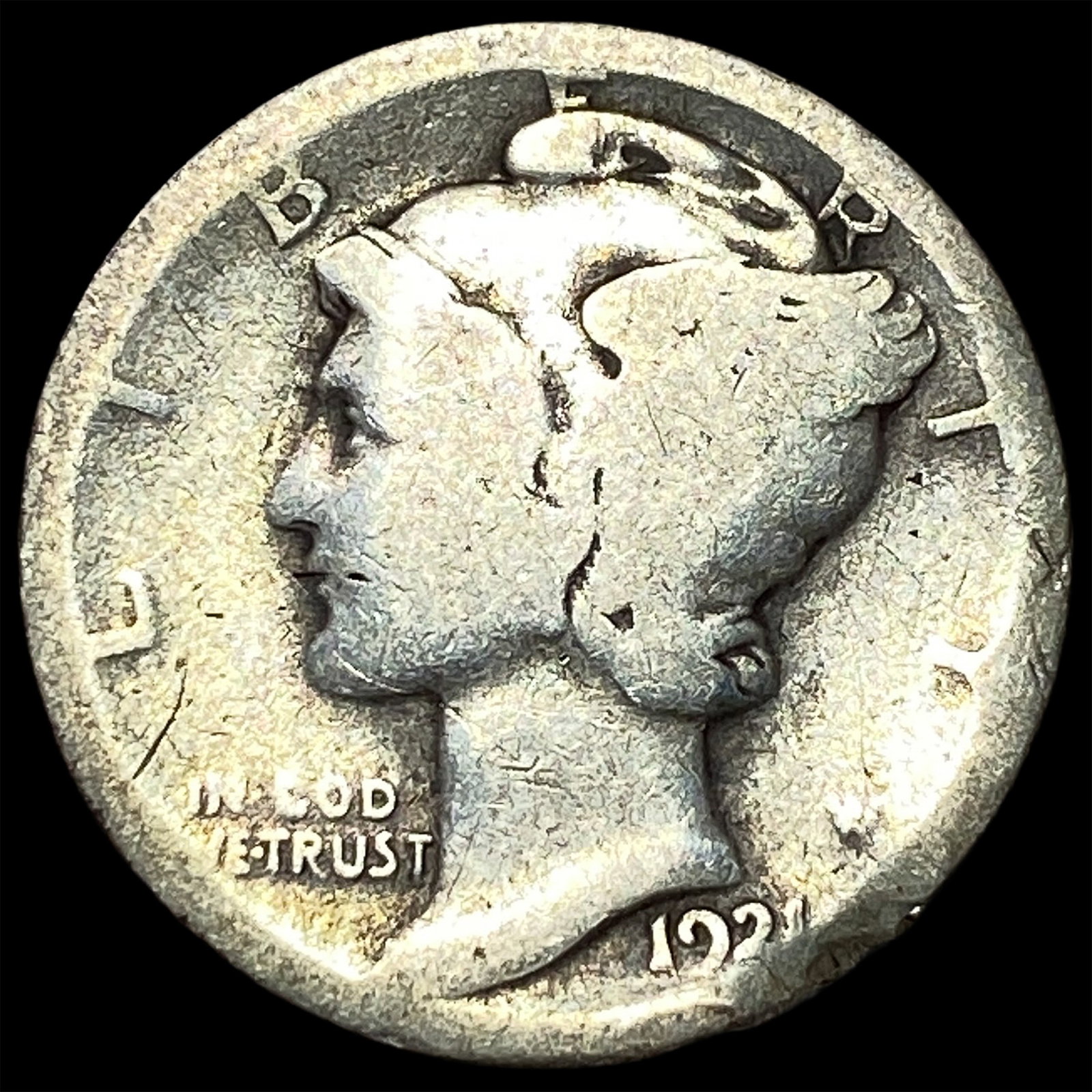 1921 Silver Mercury Dime NICELY CIRCULATED (1 of 2)