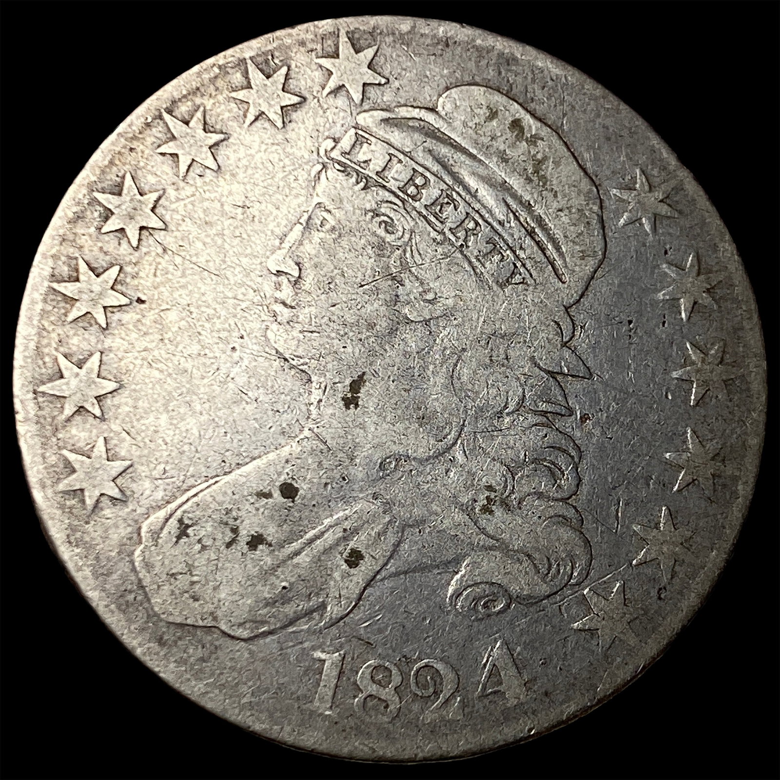 1824 Capped Bust Half Dollar LIGHTLY CIRCULATED: 1824 Capped Bust Half Dollar LIGHTLY CIRCULATED