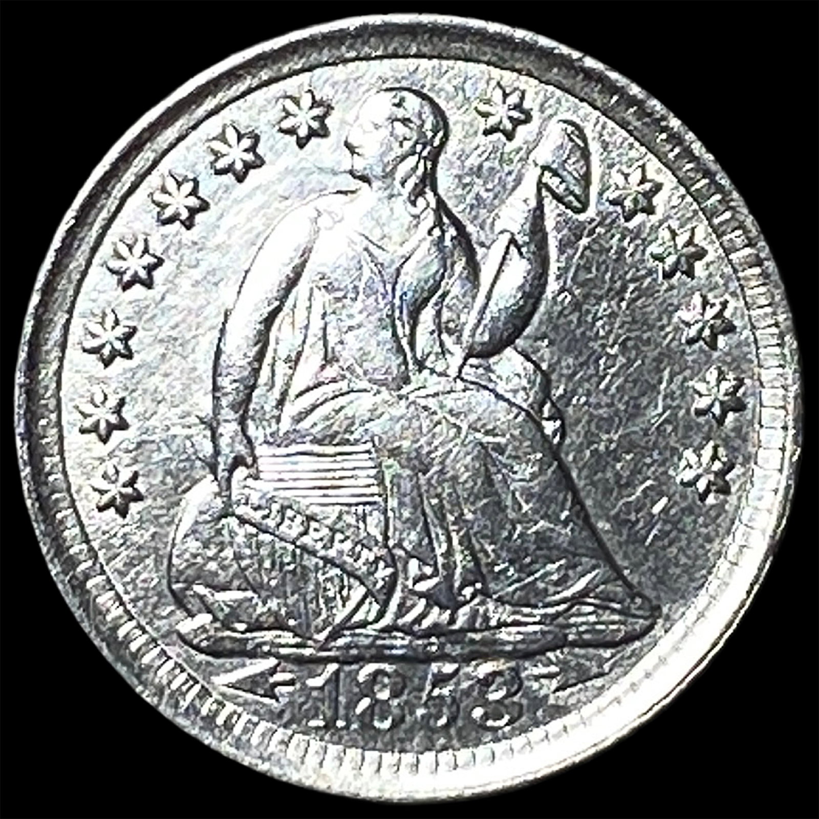 1853 Seated Liberty Half Dime NICELY CIRCULATED (1 of 2)