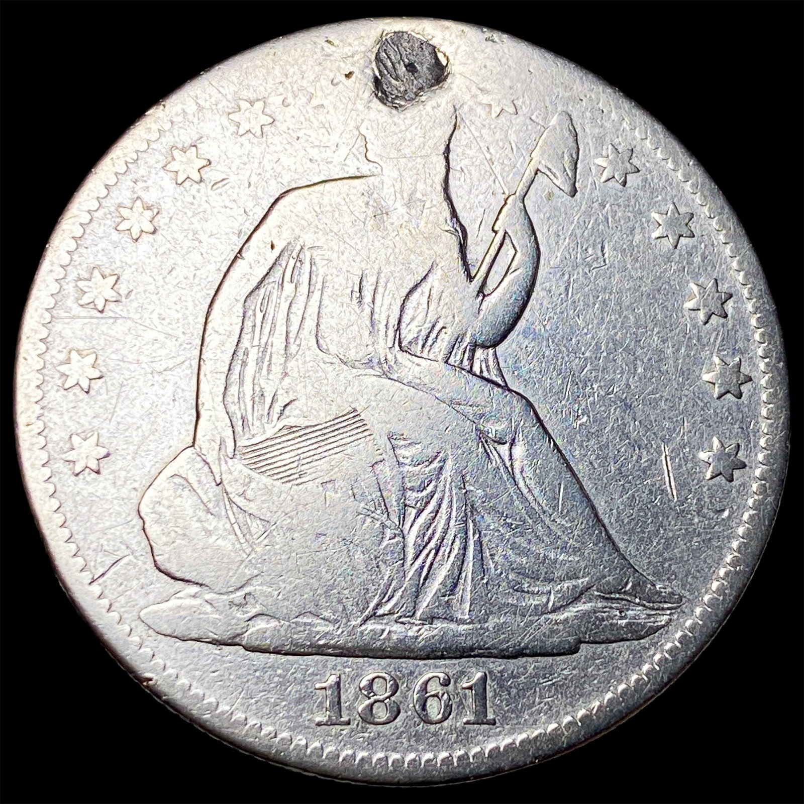 1861 Silver Seated Liberty Half Dollar HIGH GRADE: 1861 Silver Seated Liberty Half Dollar HIGH GRADE