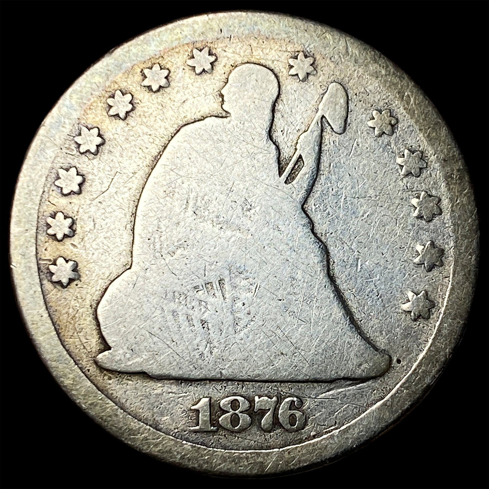1876 Silver Seated Liberty Quarter NICELY CIRCULATED: 1876 Silver Seated Liberty Quarter NICELY CIRCULATED