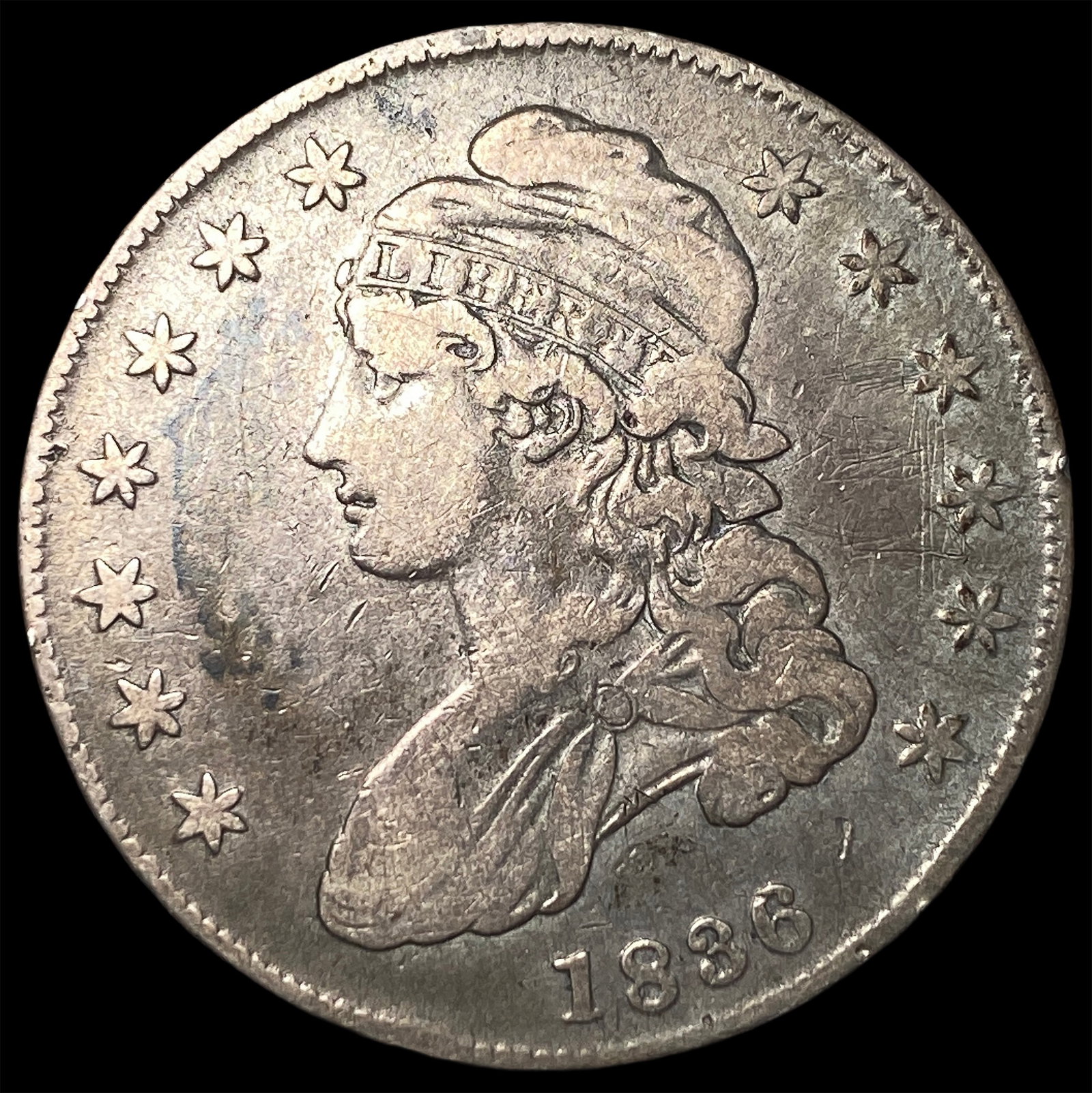 1836 Silver Capped Bust Half Dollar LIGHTLY CIRCULATED: 1836 Silver Capped Bust Half Dollar LIGHTLY CIRCULATED