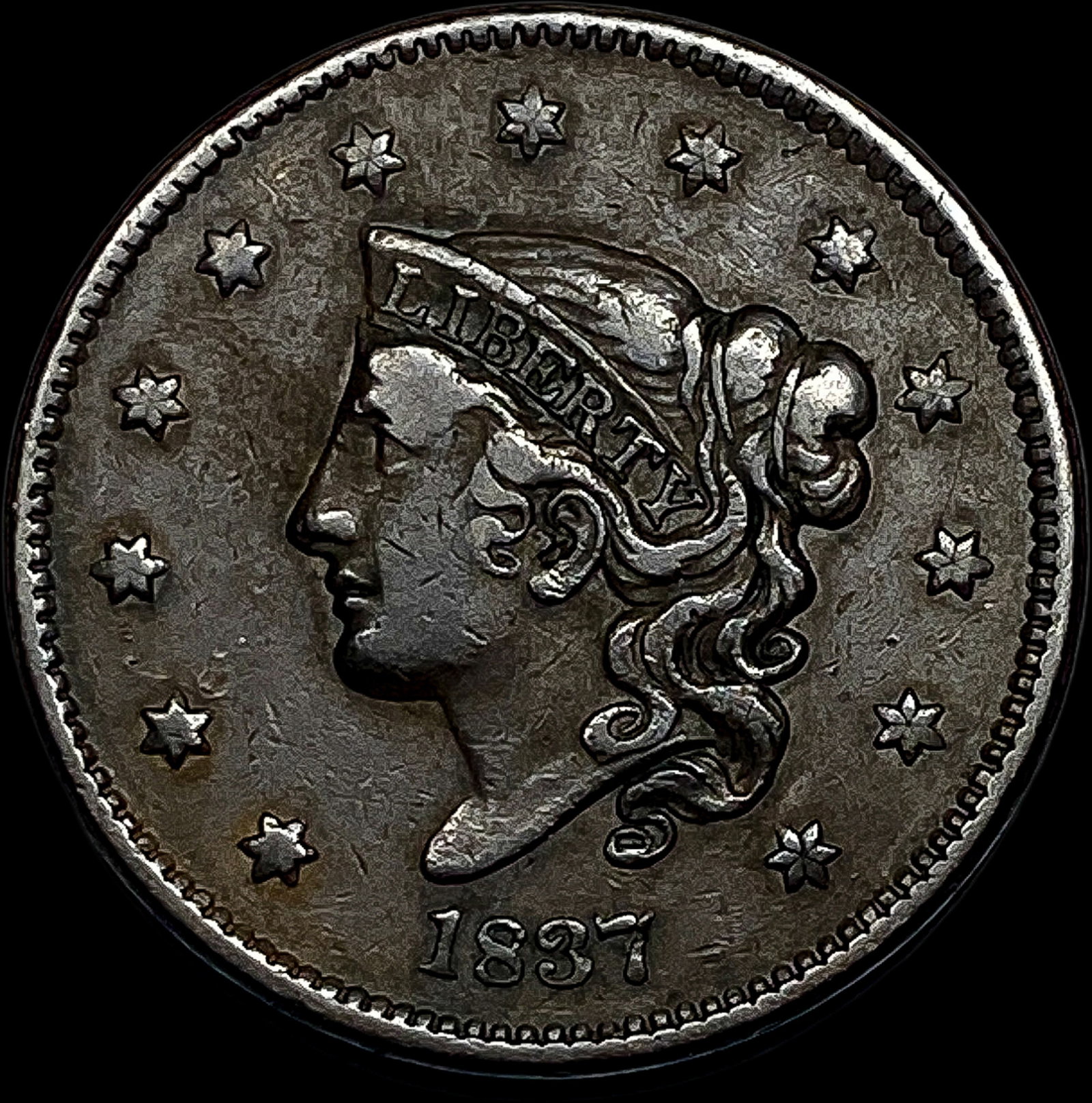 1837 Coronet Head Large Cent NEARLY UNCIRCULATED: 1837 Coronet Head Large Cent NEARLY UNCIRCULATED