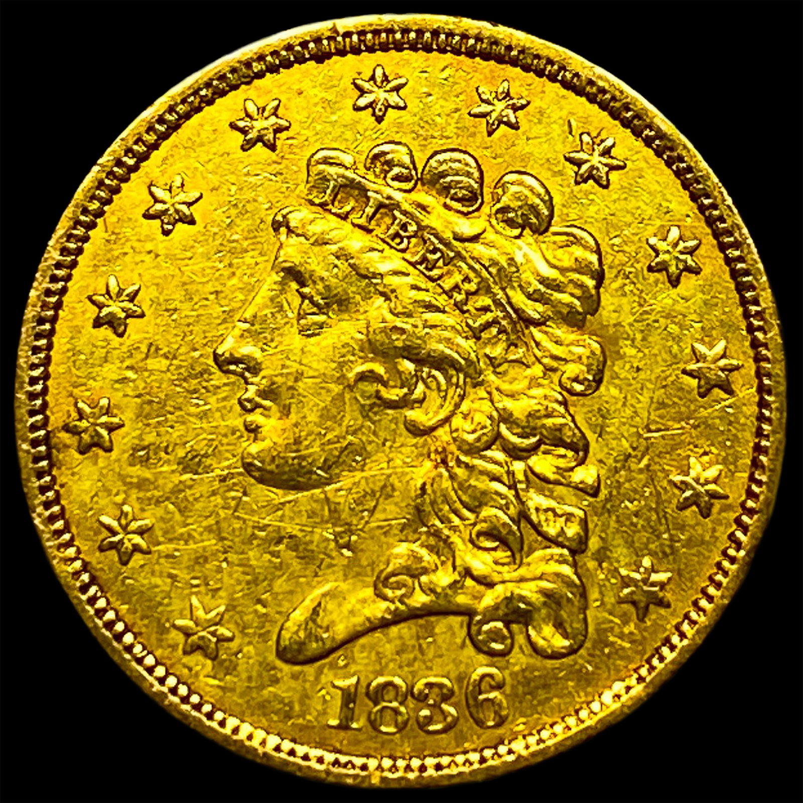 1836 Gold $2.50 Classic Head Quarter Eagle HIGH GRADE: 1836 Gold $2.50 Classic Head Quarter Eagle HIGH GRADE