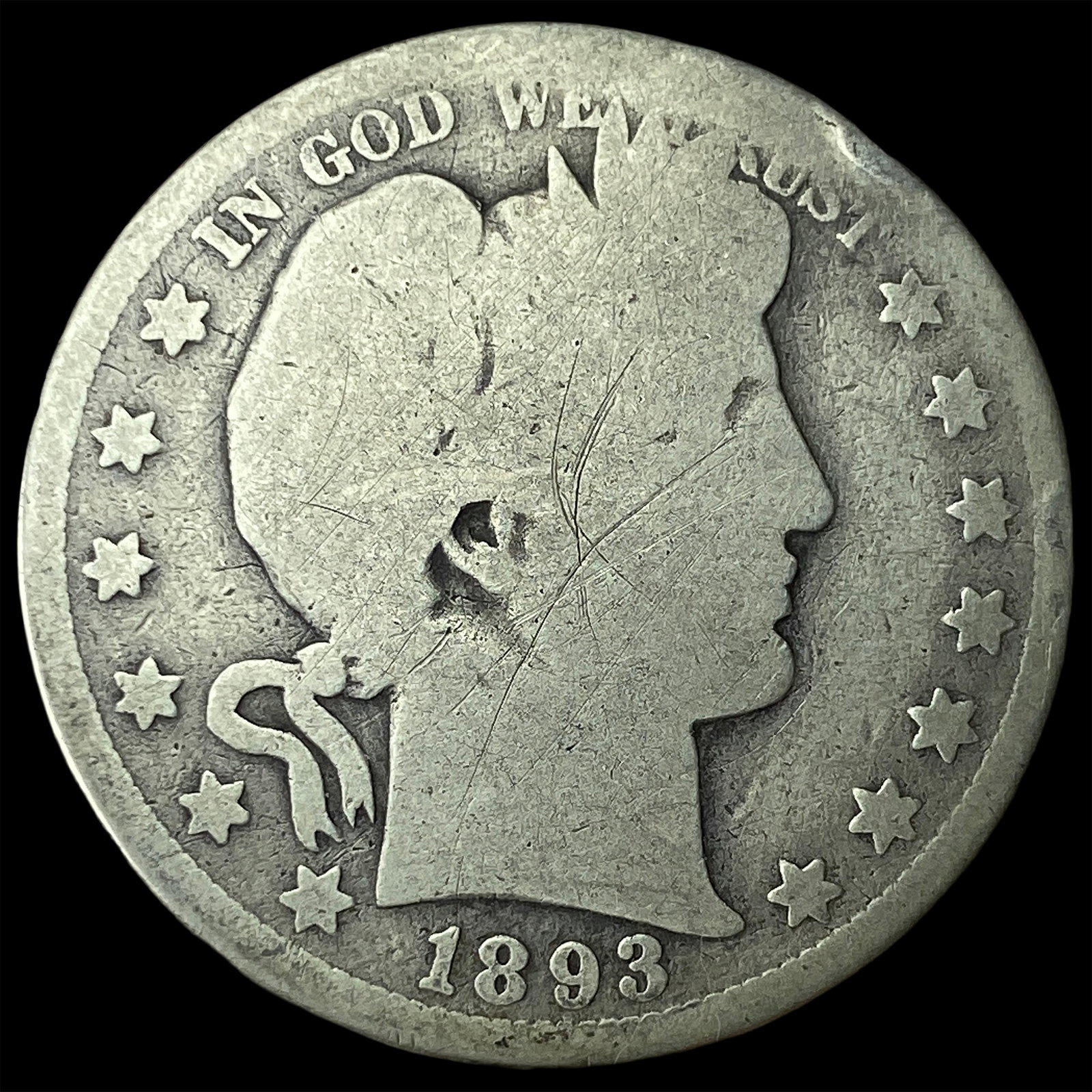 1893-S Silver Barber Half Dollar LIGHTLY CIRCULATED: 1893-S Silver Barber Half Dollar LIGHTLY CIRCULATED