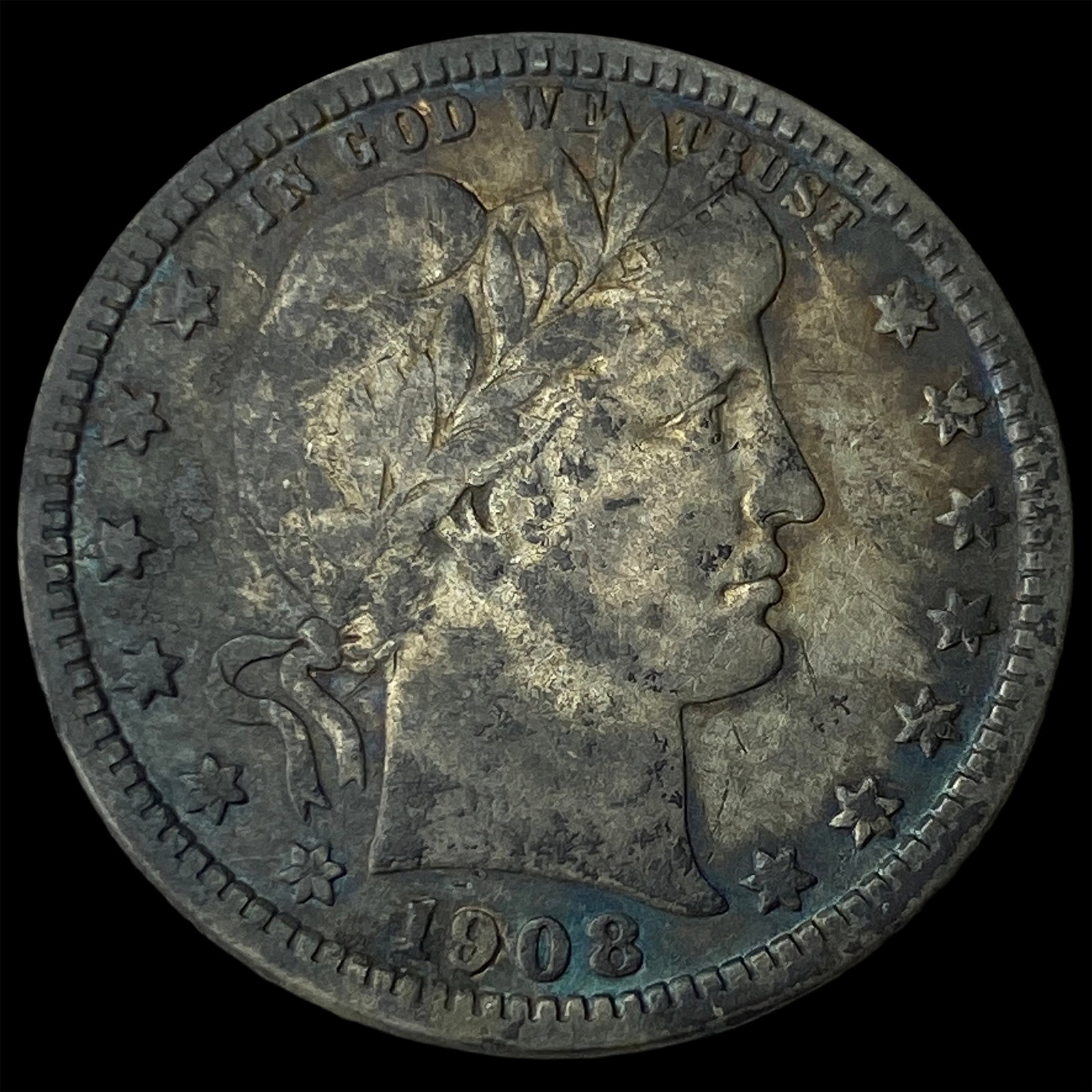 1908-D Silver Barber Quarter NEARLY UNCIRCULATED: 1908-D Silver Barber Quarter NEARLY UNCIRCULATED