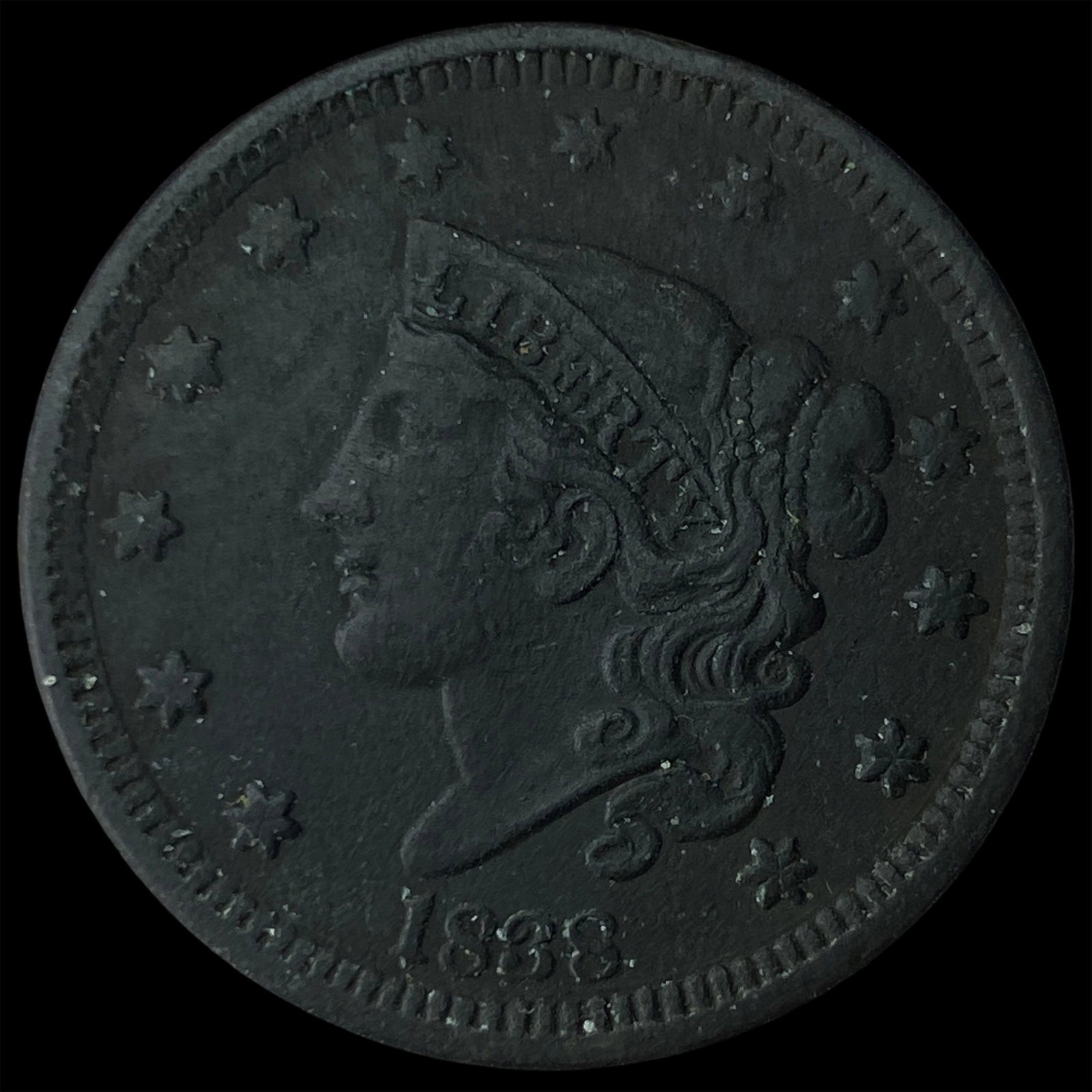 1838 Coronet Head Large Cent CHOICE AU: 1838 Coronet Head Large Cent CHOICE AU