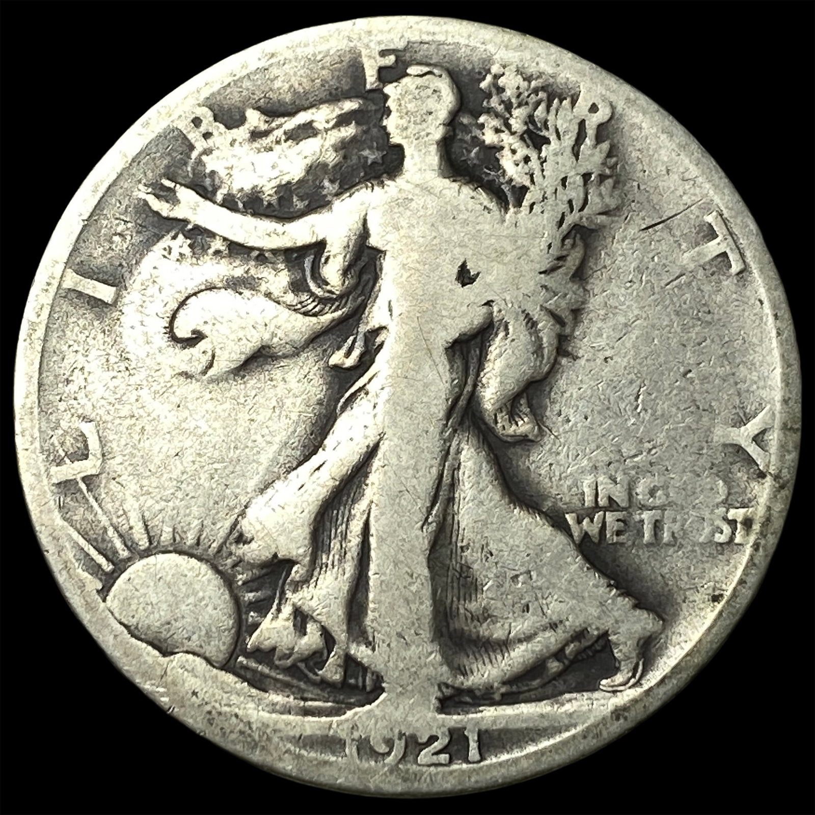 1921-S Silver Walking Liberty Half Dollar NICELY CIRCULATED: 1921-S Silver Walking Liberty Half Dollar NICELY CIRCULATED