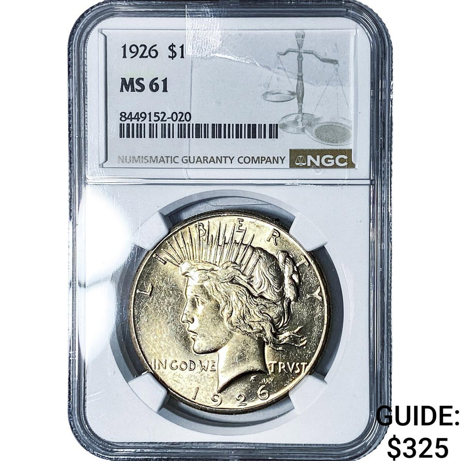 1926 Silver Peace Dollar NGC MS61: 1926 Silver Peace Dollar NGC MS61