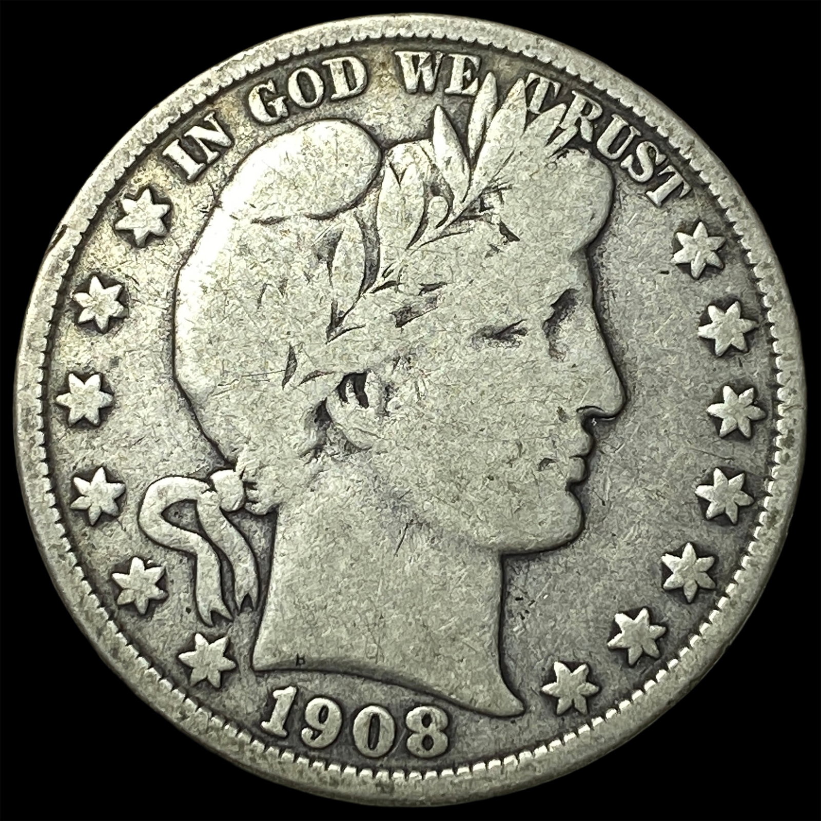 1908-O Silver Barber Half Dollar LIGHTLY CIRCULATED: 1908-O Silver Barber Half Dollar LIGHTLY CIRCULATED