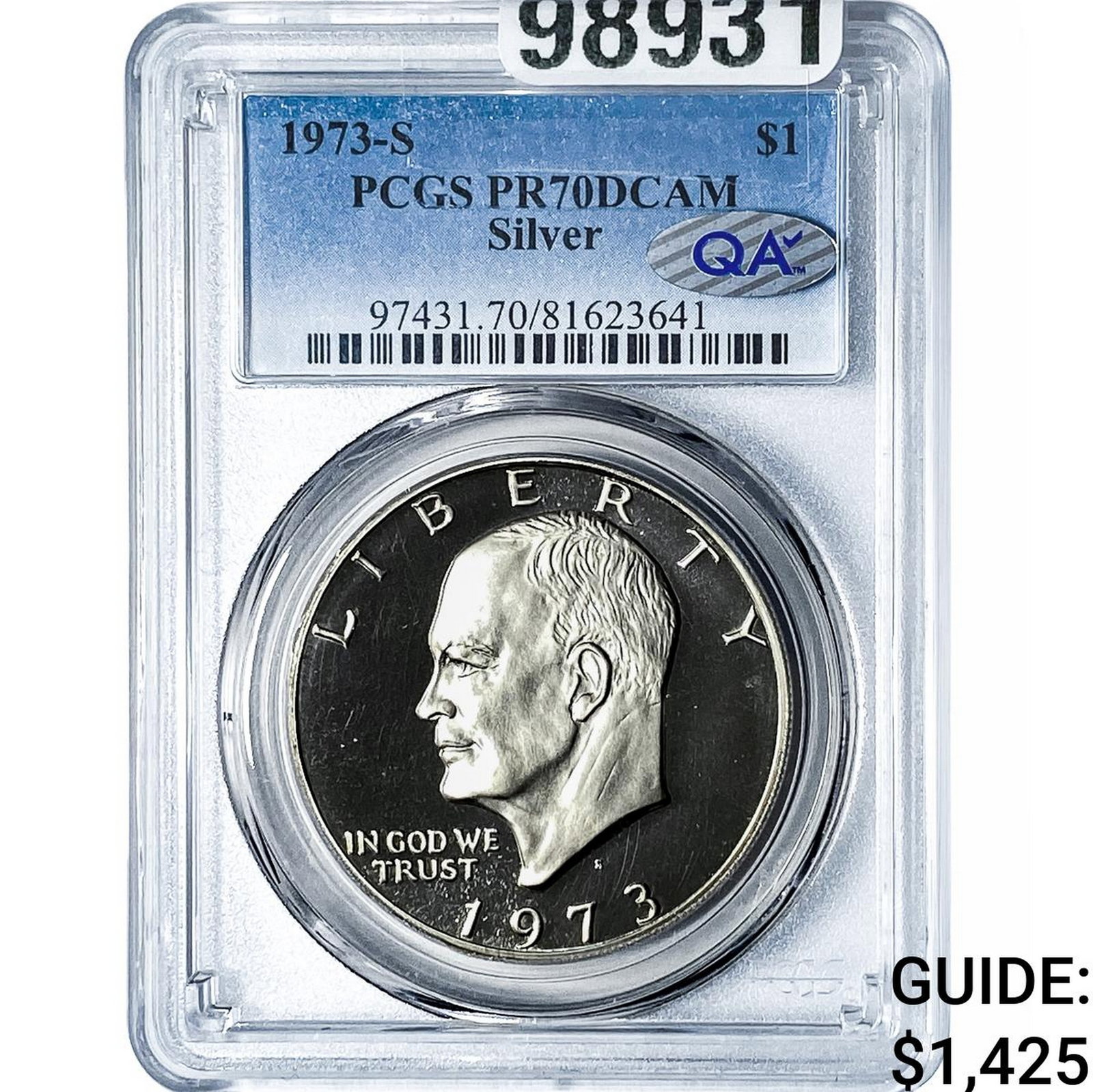 1973-S Eisenhower Dollar PCGS PR70 DCAM Silver: 1973-S Eisenhower Dollar PCGS PR70 DCAM Silver