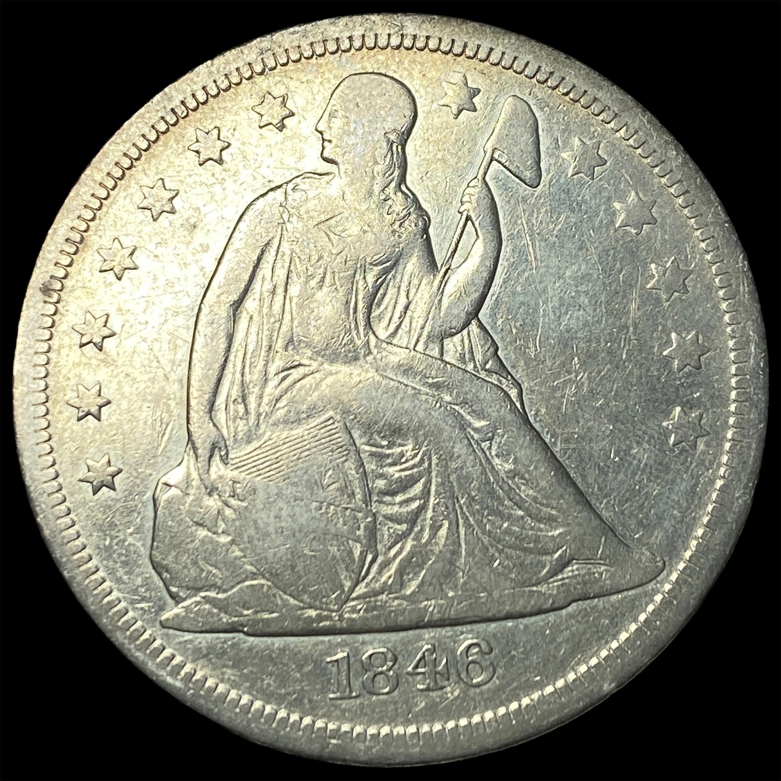 1846-O Seated Liberty Silver Dollar NEARLY UNCIRCULATED (1 of 2)