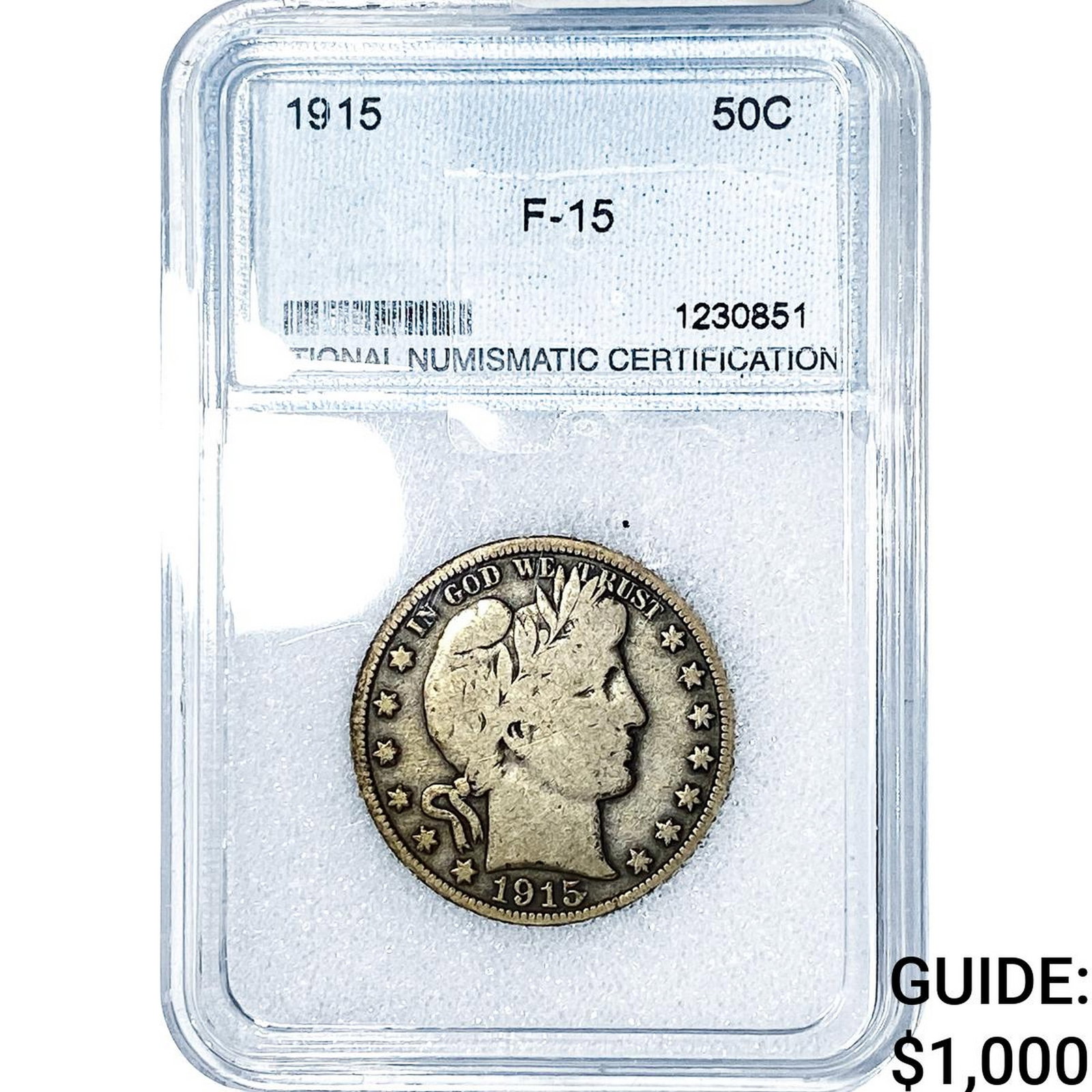 1915 Barber Half Dollar NNC F15: 1915 Barber Half Dollar NNC F15