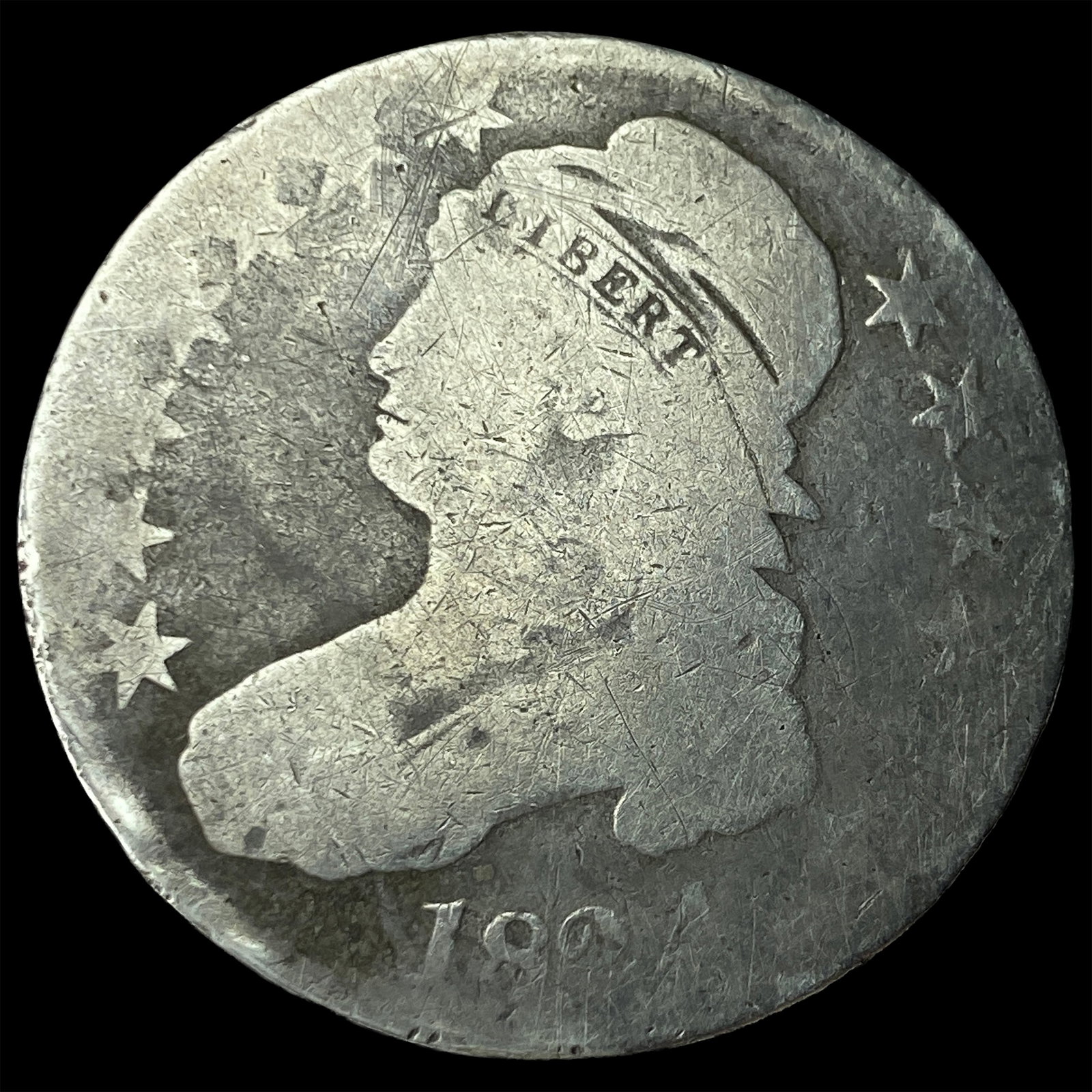 1824 Capped Bust Half Dollar NICELY CIRCULATED: 1824 Capped Bust Half Dollar NICELY CIRCULATED