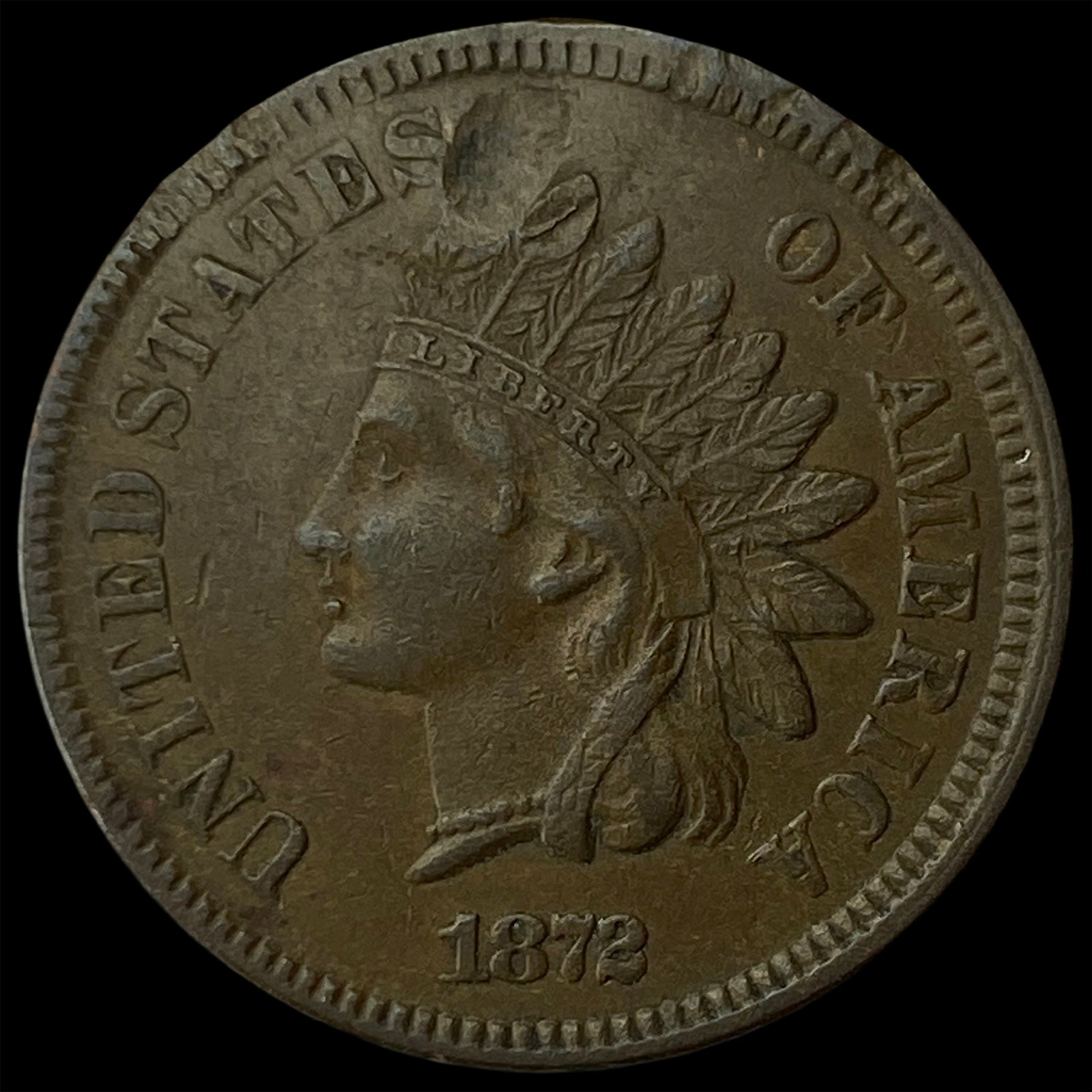 1872 Indian Head Cent CLOSELY UNCIRCULATED: 1872 Indian Head Cent CLOSELY UNCIRCULATED
