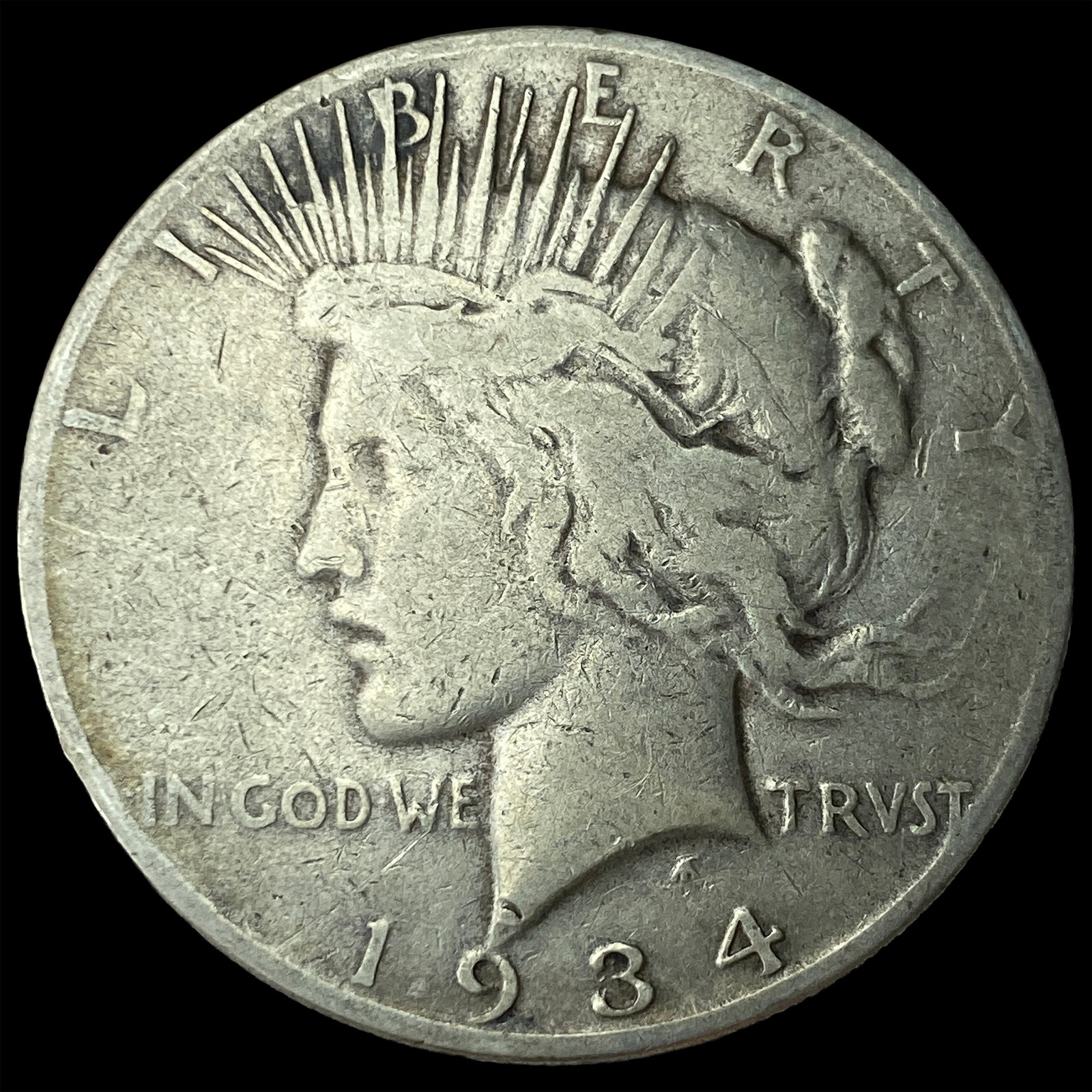 1934-S Peace Silver Dollar LIGHTLY CIRCULATED: 1934-S Peace Silver Dollar LIGHTLY CIRCULATED