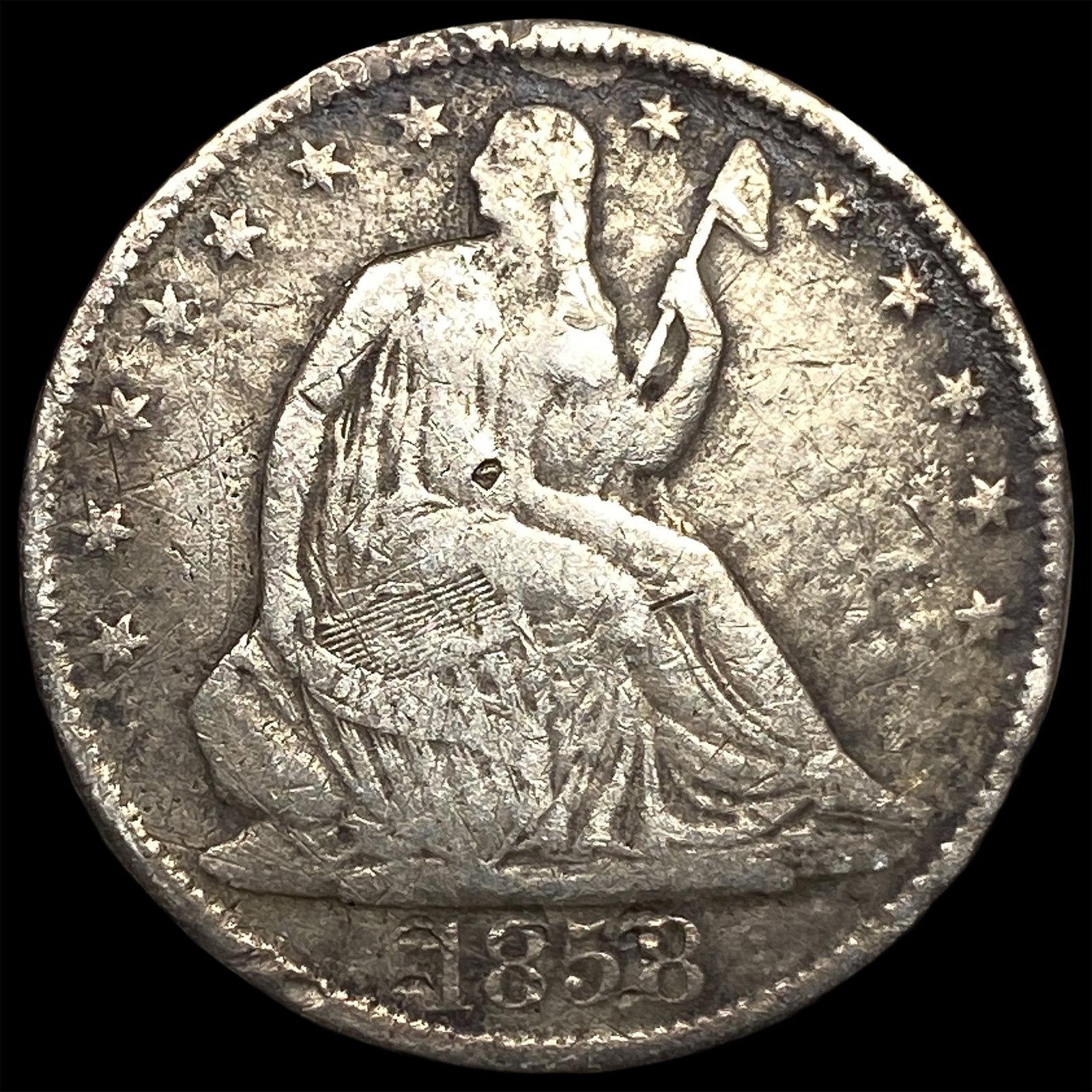 1858-O Silver Seated Liberty Half Dollar LIGHTLY CIRCULATED: 1858-O Silver Seated Liberty Half Dollar LIGHTLY CIRCULATED