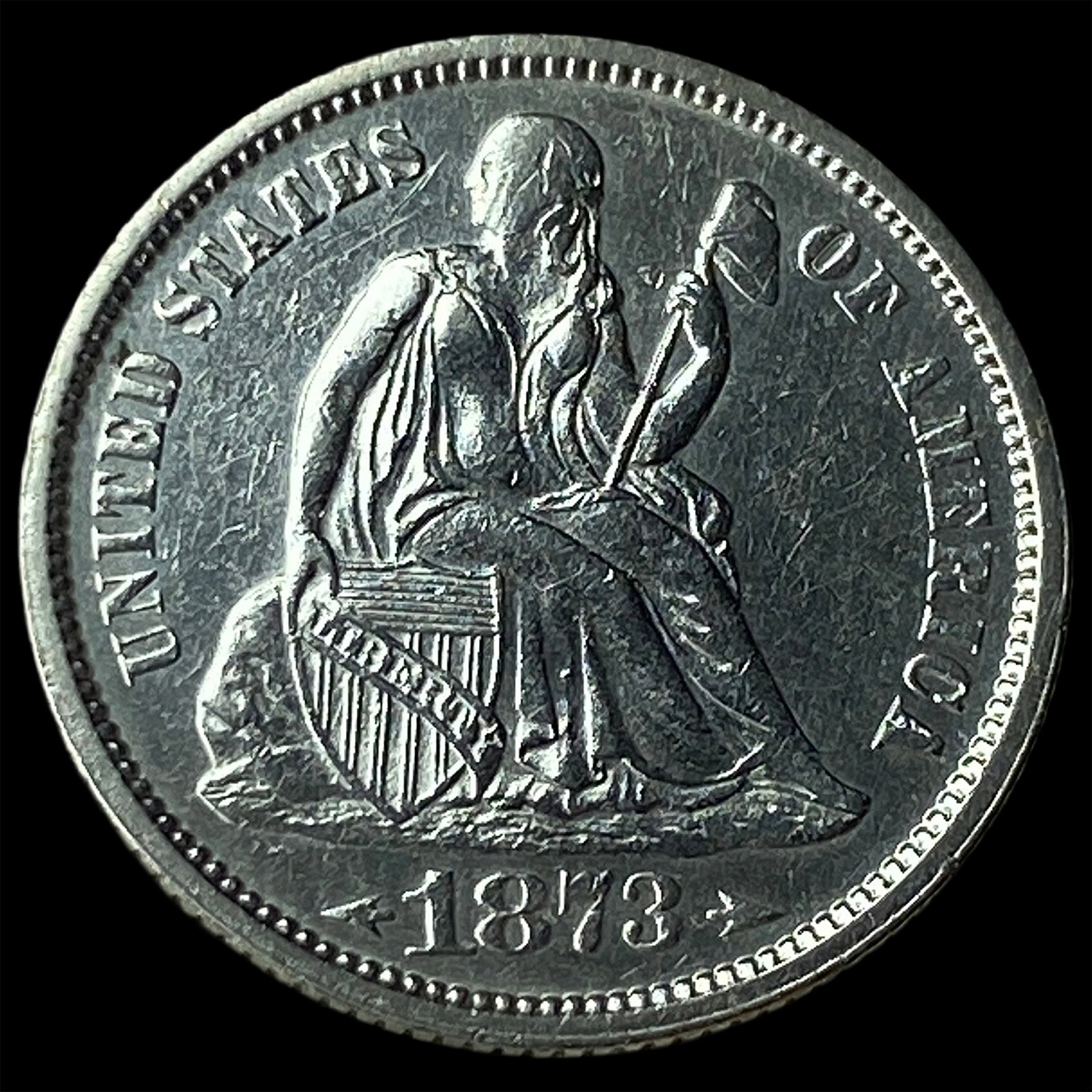 1873 Seated Liberty Dime UNCIRCULATED: 1873 Seated Liberty Dime UNCIRCULATED