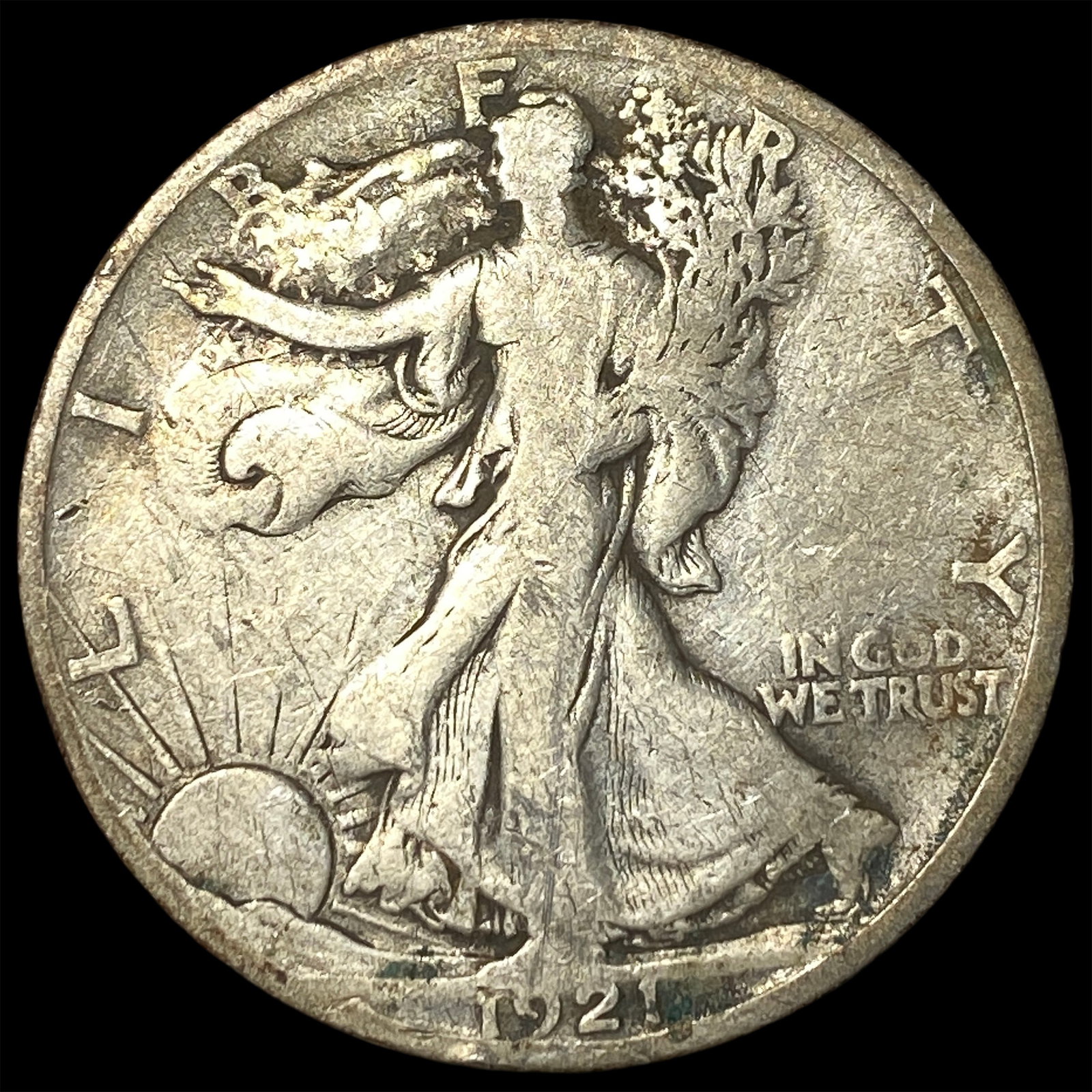 1921-S Silver Walking Liberty Half Dollar ABOUT UNCIRCULATED: 1921-S Silver Walking Liberty Half Dollar ABOUT UNCIRCULATED