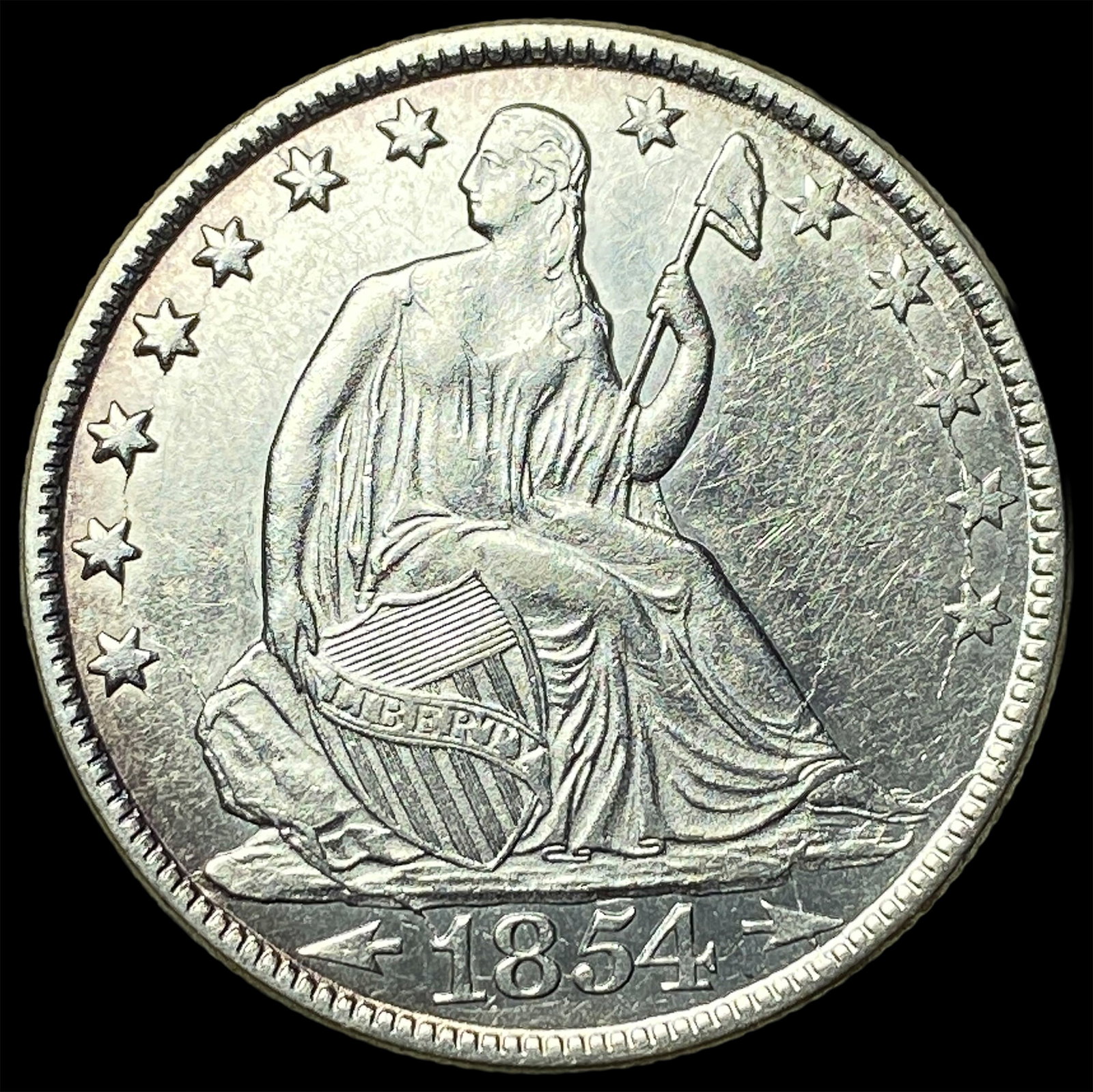 1854-O Silver Seated Liberty Half Dollar UNCIRCULATED: 1854-O Silver Seated Liberty Half Dollar UNCIRCULATED