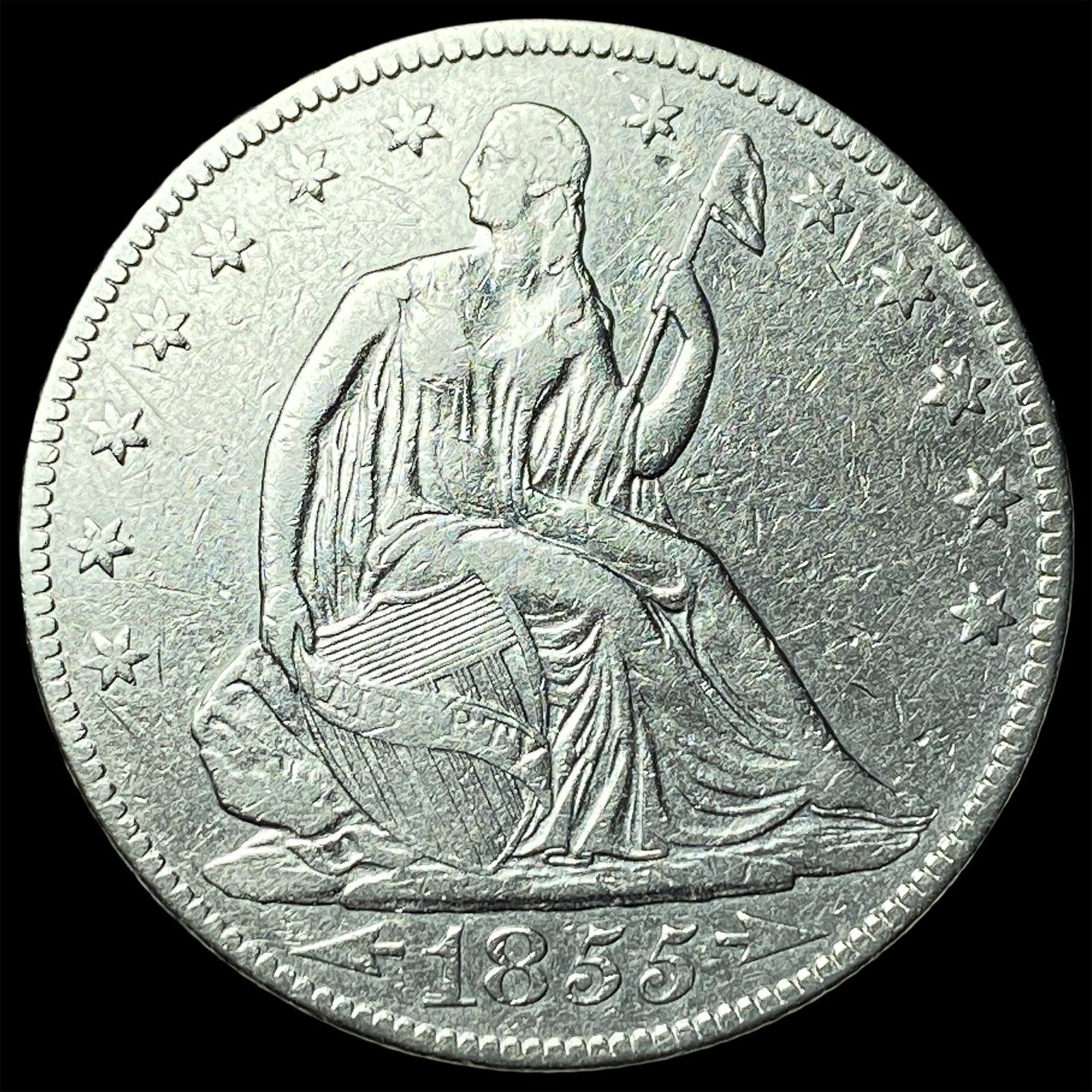 1855-O Silver Half Dollar CLOSELY UNCIRCULATED: 1855-O Silver Half Dollar CLOSELY UNCIRCULATED