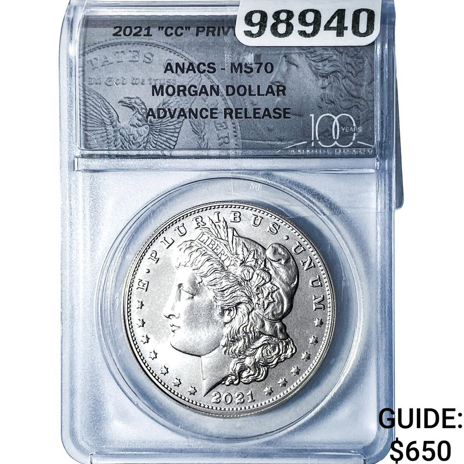 2021 'CC' Privy Morgan Silver Dollar ANACS MS70: 2021 'CC' Privy Morgan Silver Dollar ANACS MS70