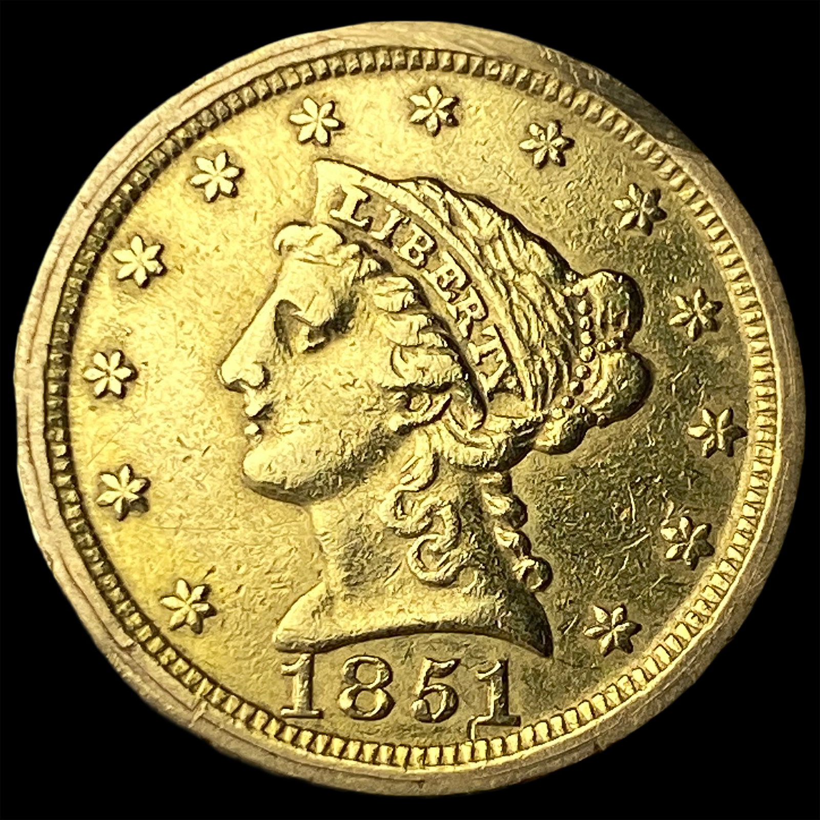 1851-O Gold $2.5 Liberty Head Quarter Eagle NEARLY UNCIRCULATED: 1851-O Gold $2.5 Liberty Head Quarter Eagle NEARLY UNCIRCULATED