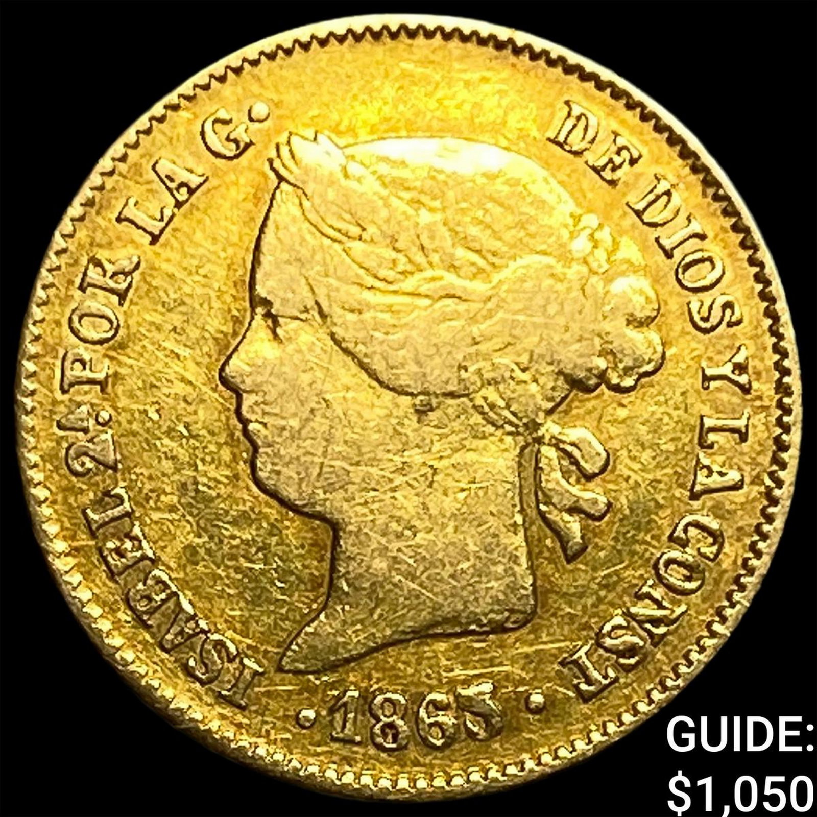 1863 Philippines Gold 1 Peso .0476 AGW (1 of 2)