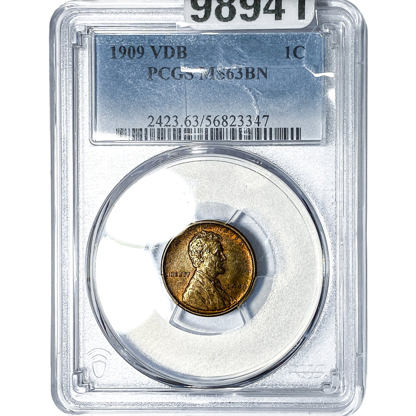 1909 VDB Wheat Cent PCGS MS63 BN
