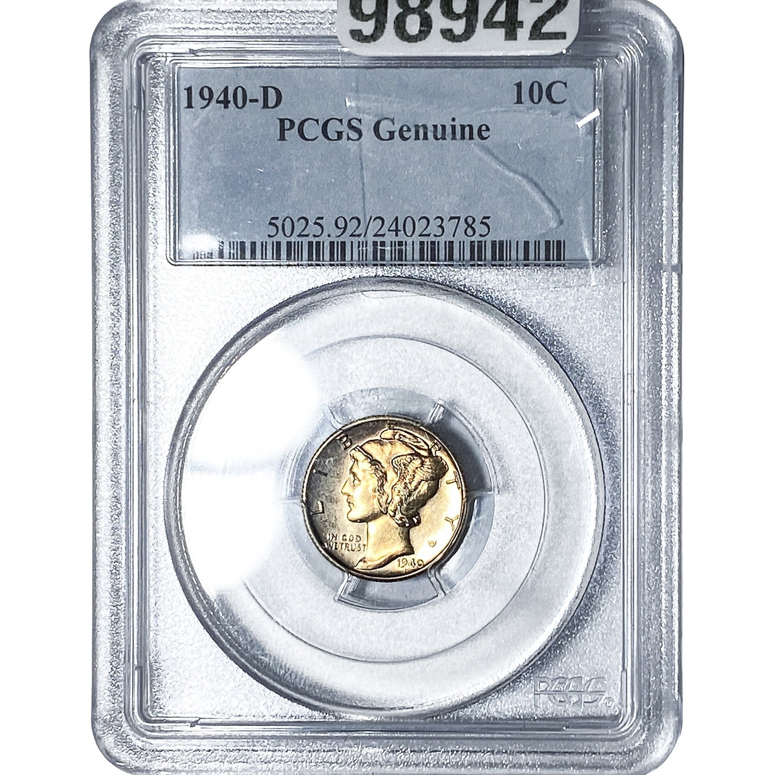 1940-D Mercury Silver Dime PCGS Genuine: 1940-D Mercury Silver Dime PCGS Genuine