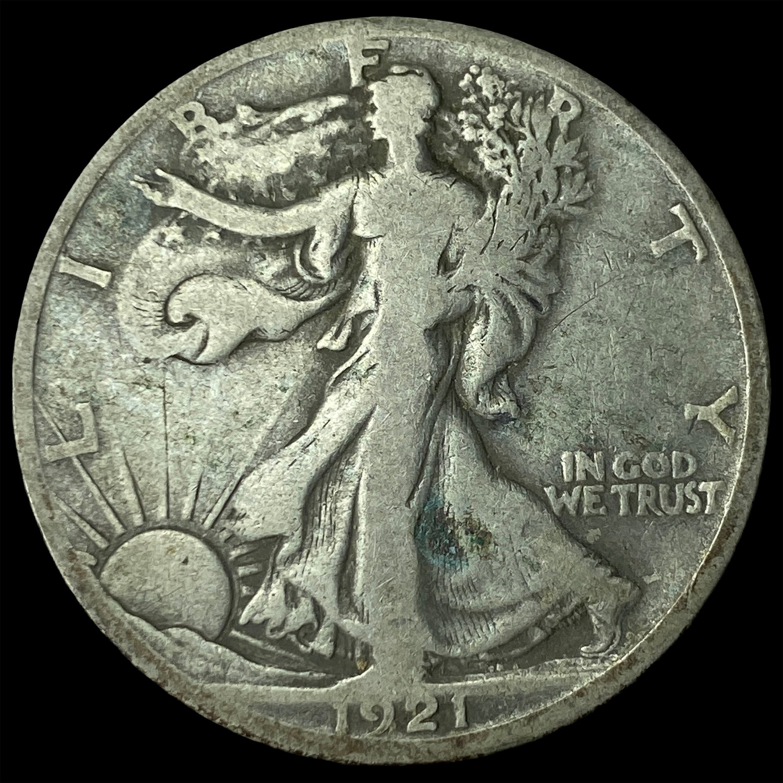 1921-D Silver Walking Liberty Half Dollar NICELY CIRCULATED: 1921-D Silver Walking Liberty Half Dollar NICELY CIRCULATED