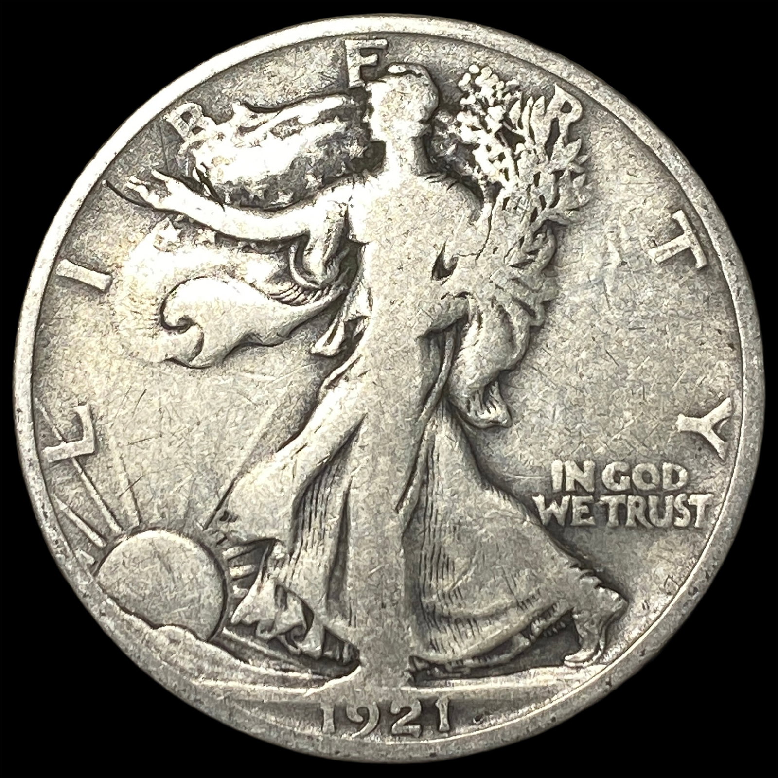 1921-D Silver Walking Liberty Half Dollar ABOUT UNCIRCULATED (1 of 2)