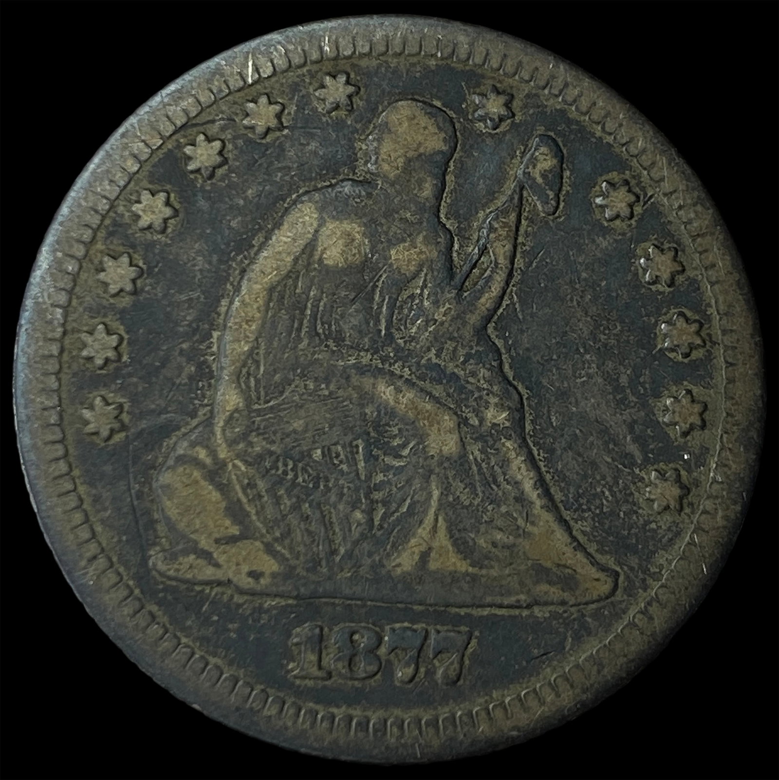 1877 Seated Liberty Quarter NICELY CIRCULATED: 1877 Seated Liberty Quarter NICELY CIRCULATED