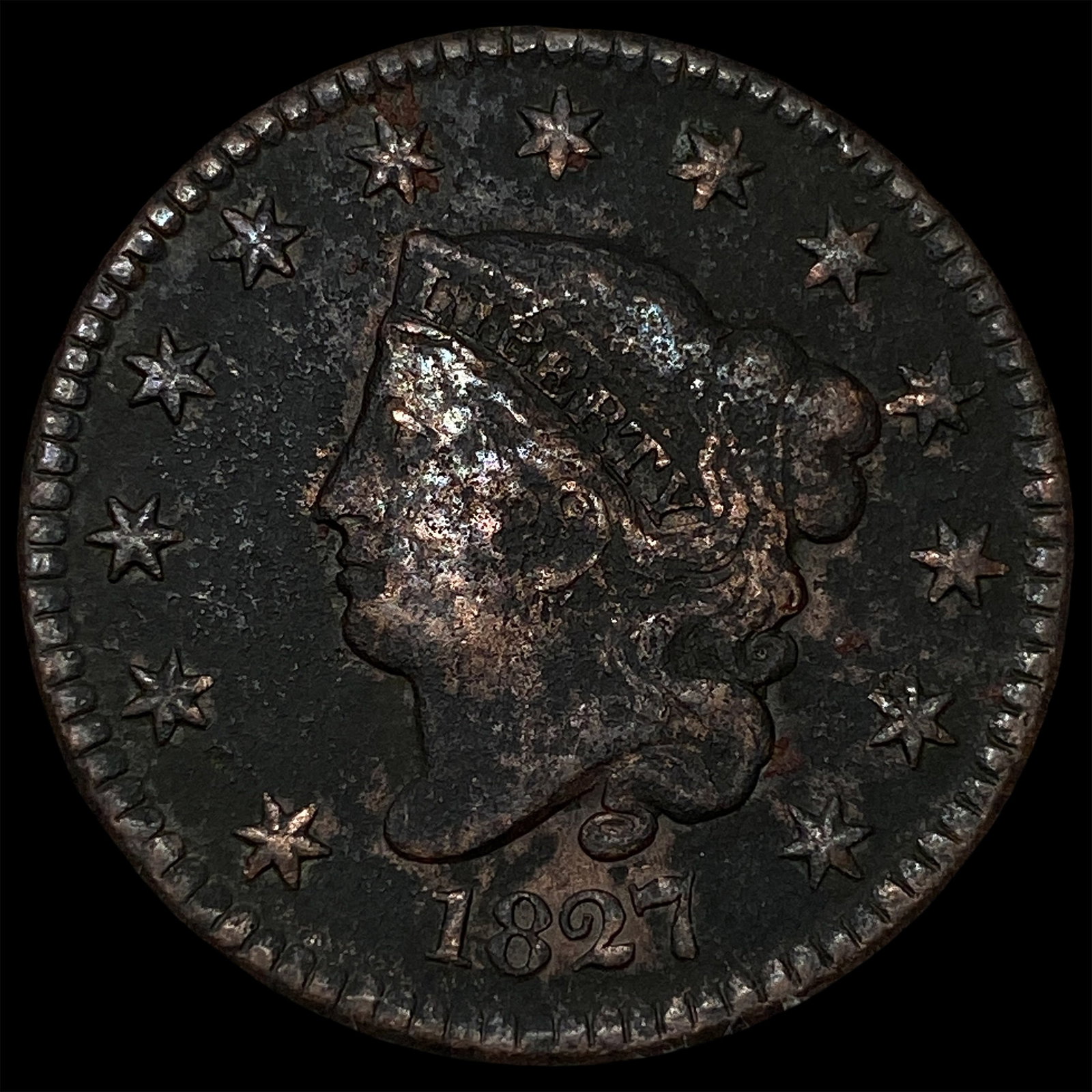 1827 Coronet Head Large Cent LIGHTLY CIRCULATED: 1827 Coronet Head Large Cent LIGHTLY CIRCULATED