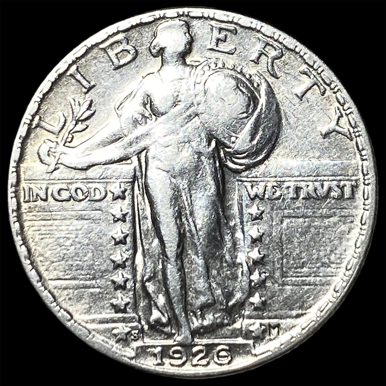 1926-S Silver Standing Liberty Quarter CLOSELY UNCIRCULATED: 1926-S Silver Standing Liberty Quarter CLOSELY UNCIRCULATED